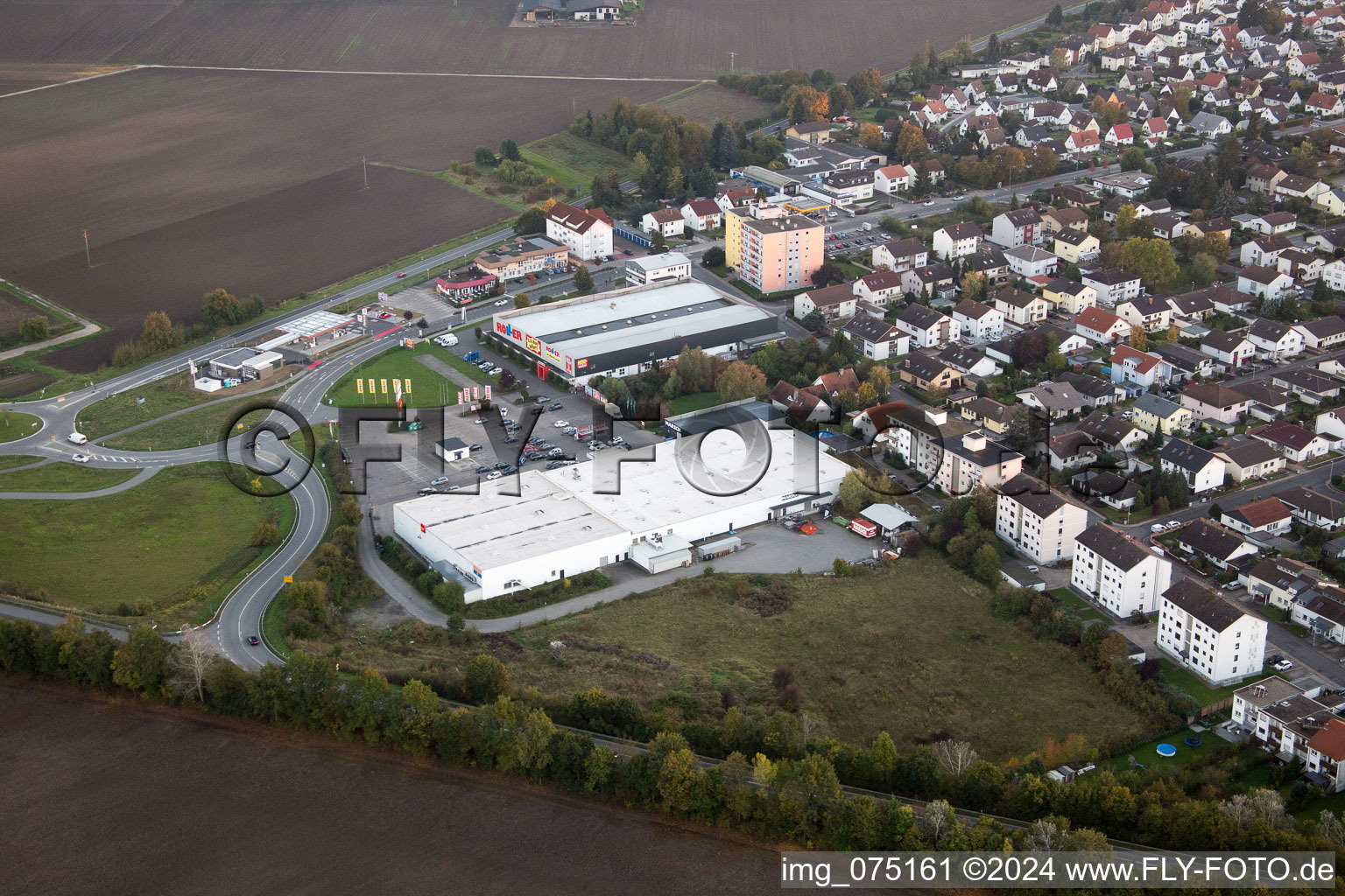 Town View of the streets and houses of the residential areas in Biblis in the state Hesse