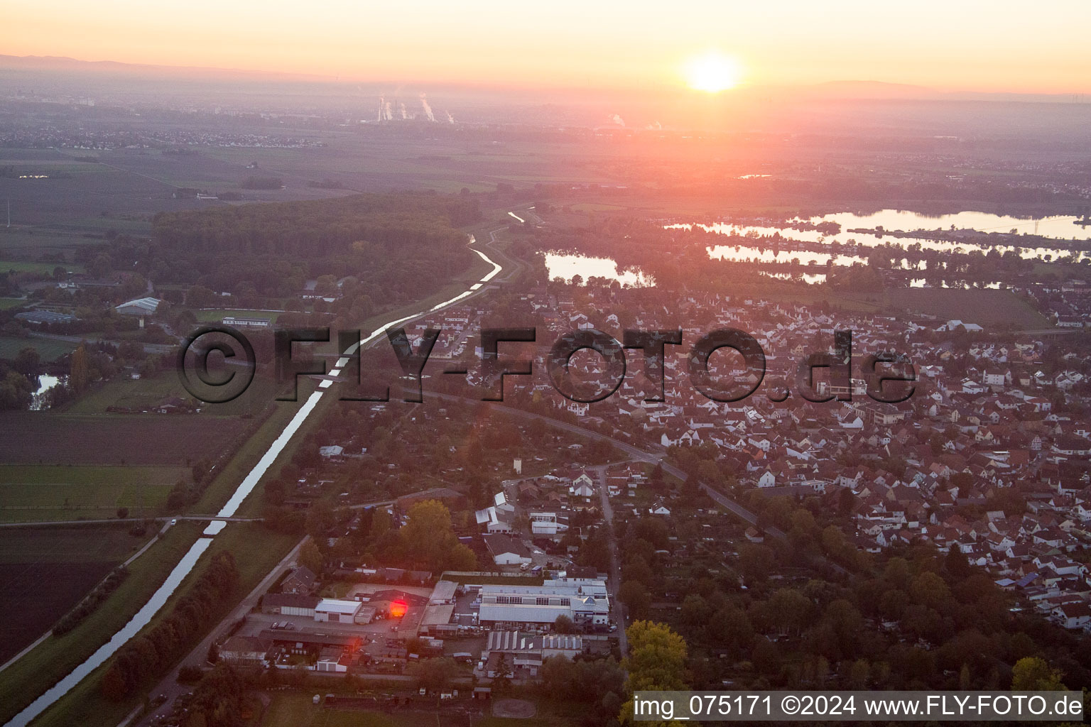 Aerial photograpy of Biblis in the state Hesse, Germany