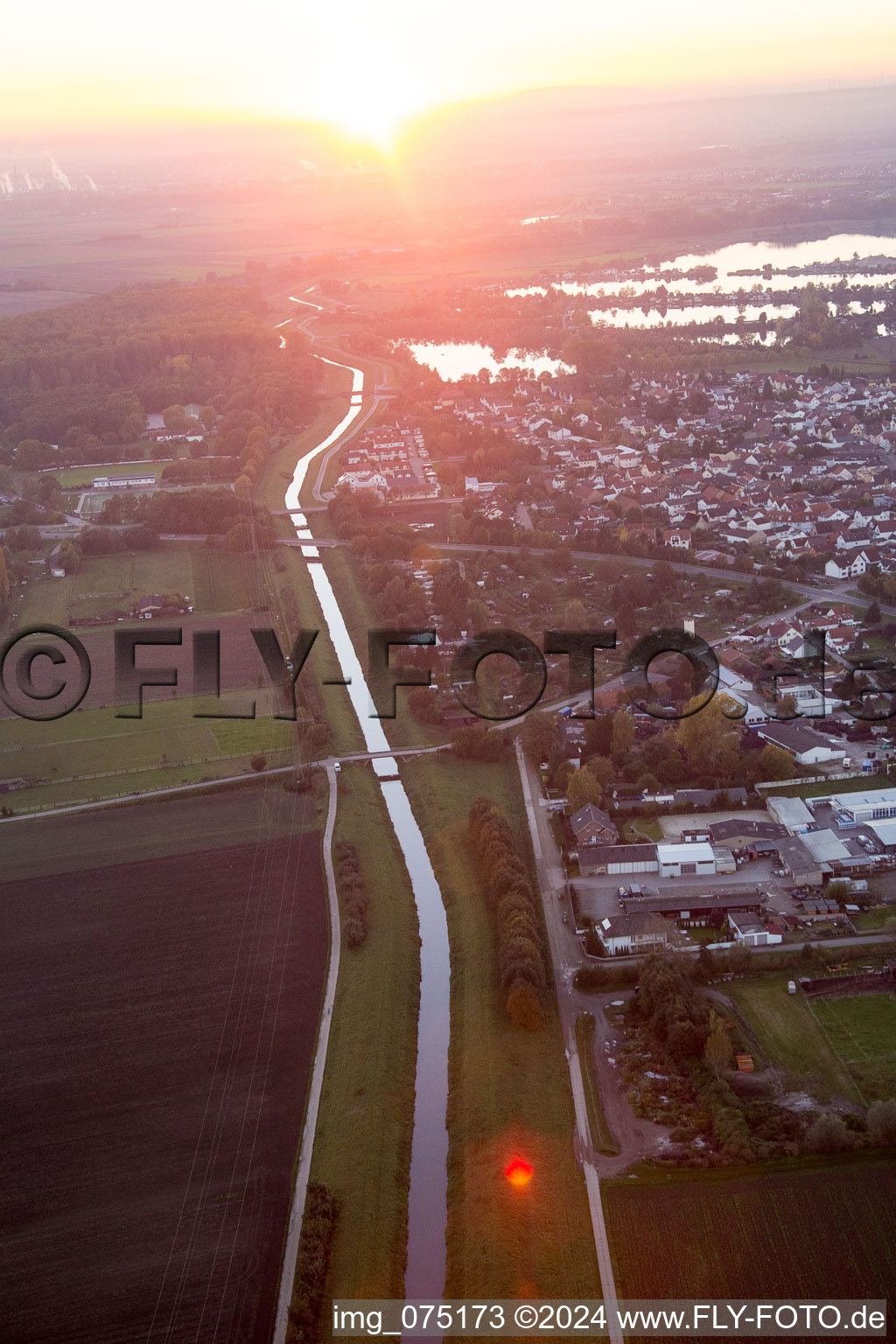 Oblique view of Biblis in the state Hesse, Germany