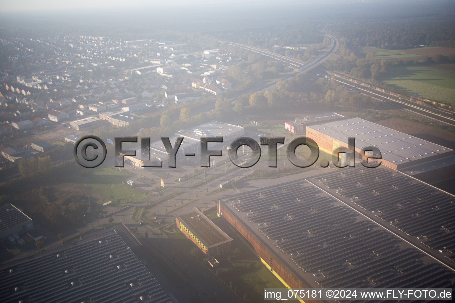 Aerial photograpy of Einhausen in the state Hesse, Germany