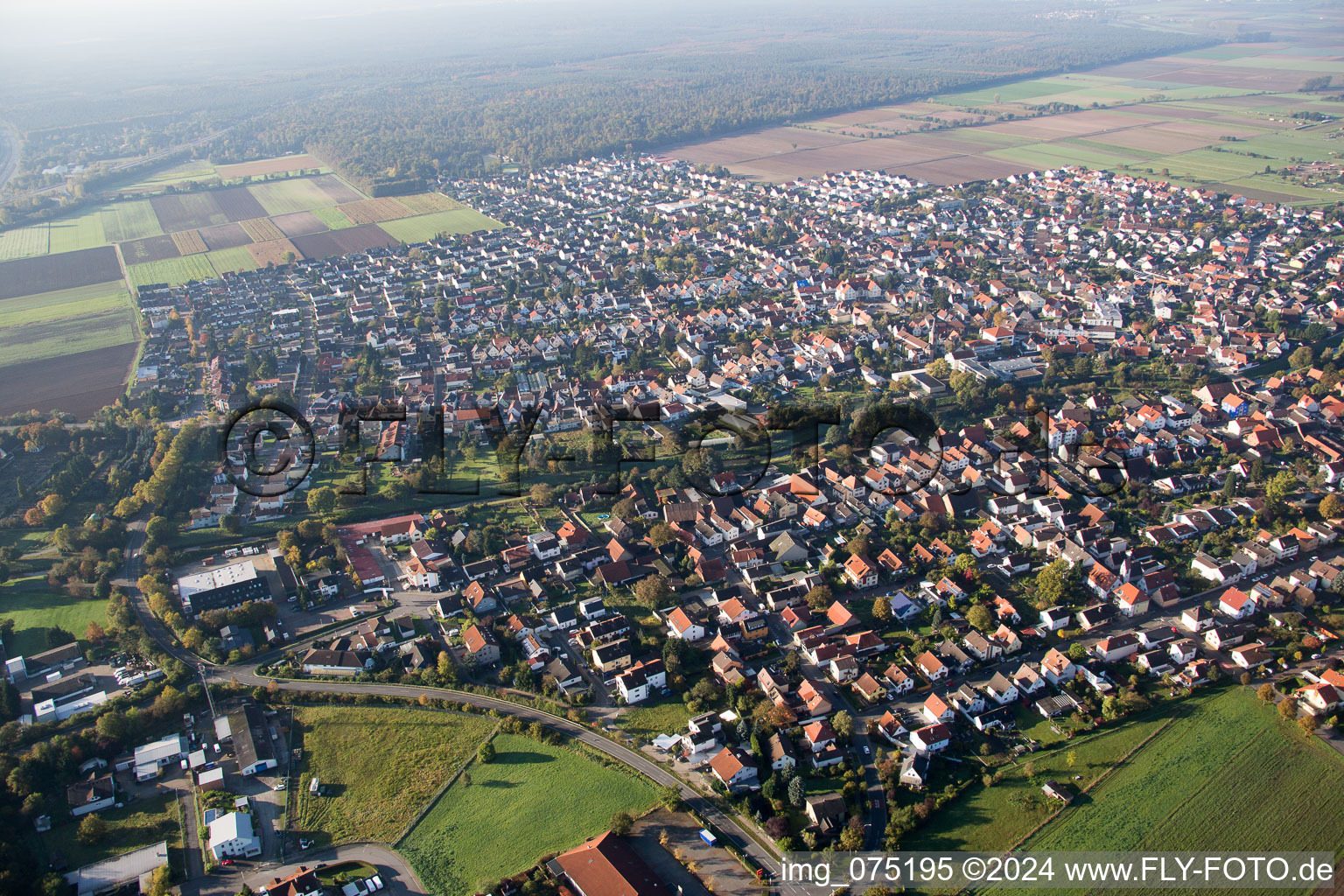 Einhausen in the state Hesse, Germany from the plane