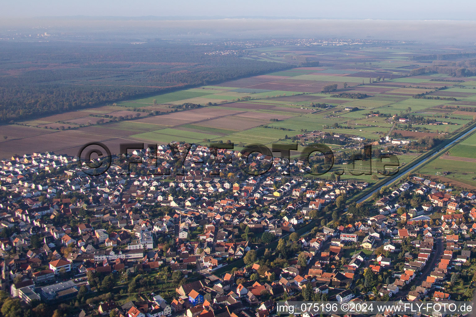 Bird's eye view of Einhausen in the state Hesse, Germany