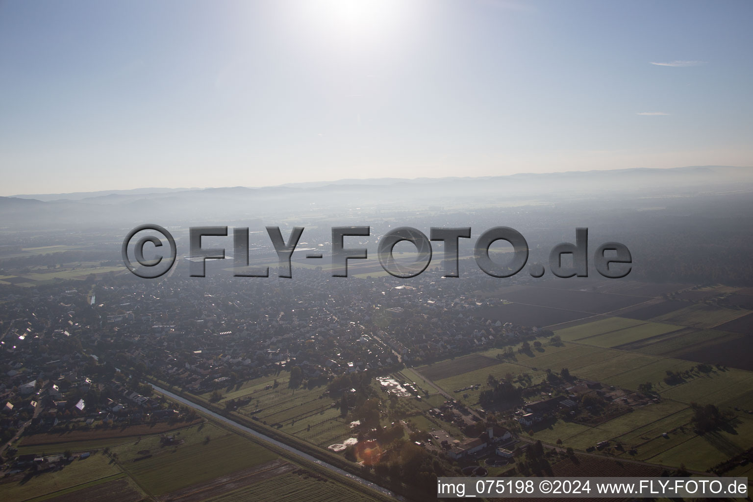 Drone recording of Einhausen in the state Hesse, Germany