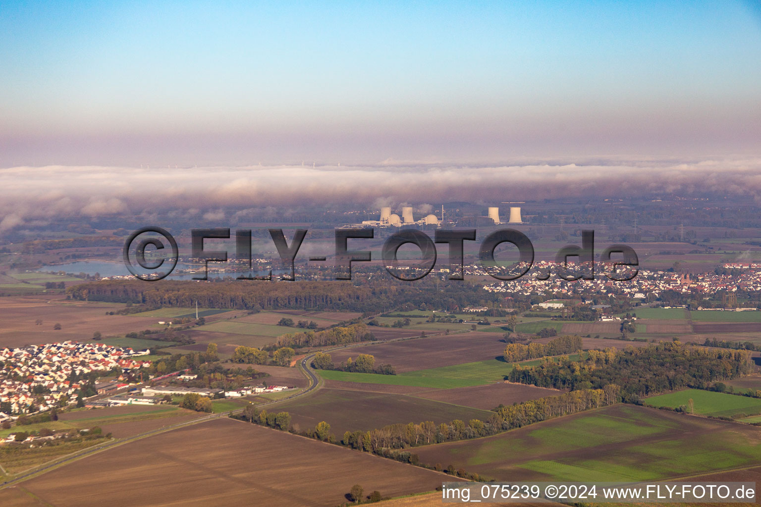 From the southeast in Biblis in the state Hesse, Germany