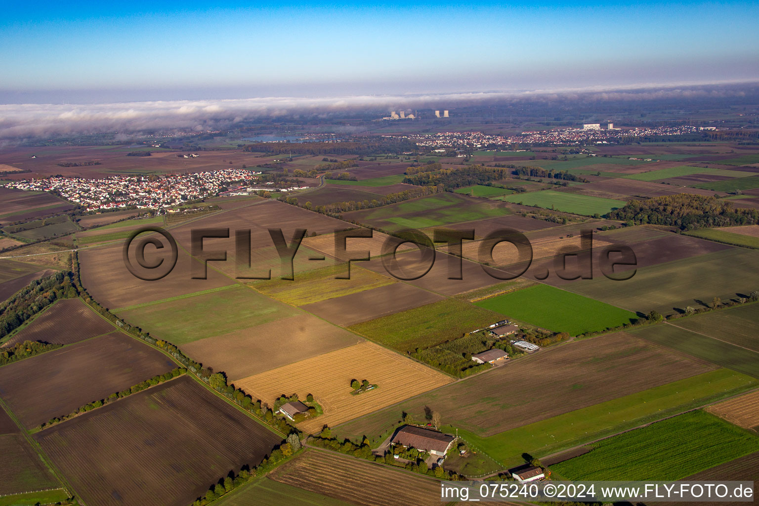 Bürstadt in the state Hesse, Germany from above