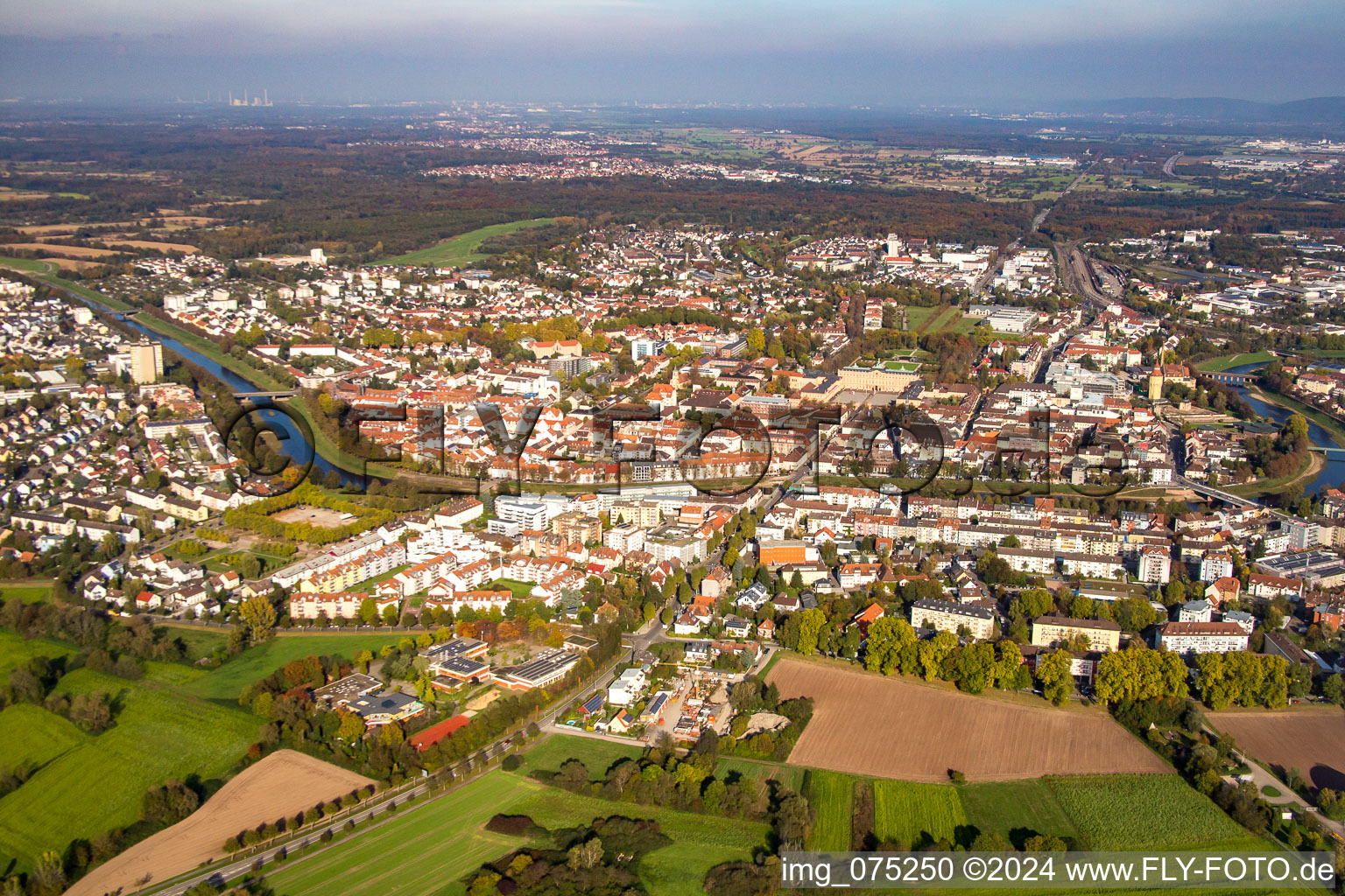 Aerial view of From the southwest in Rastatt in the state Baden-Wuerttemberg, Germany