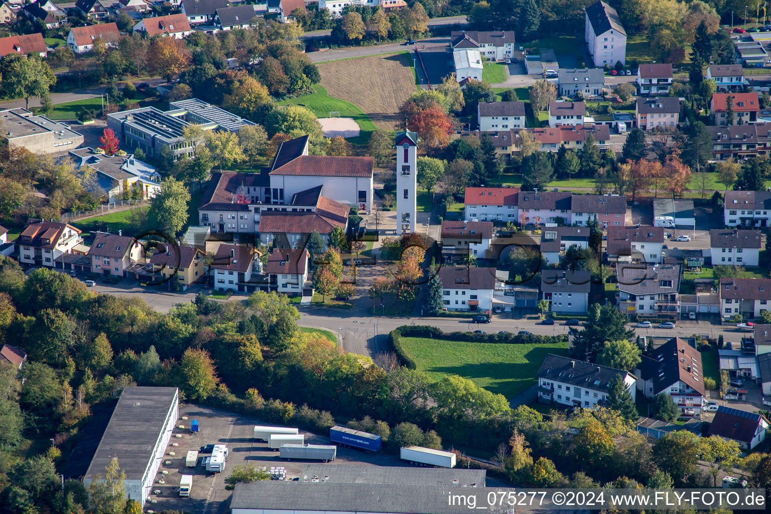 Aerial view of Rastatt in the state Baden-Wuerttemberg, Germany