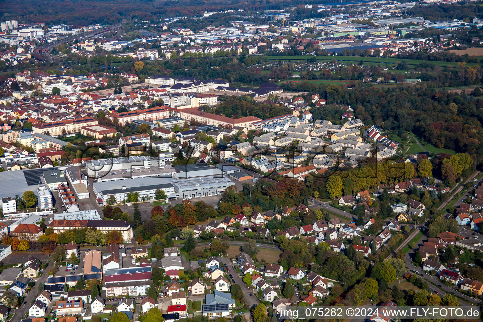 Oblique view of Rastatt in the state Baden-Wuerttemberg, Germany