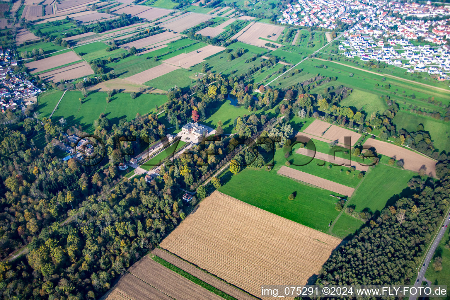 Aerial view of District Förch in Rastatt in the state Baden-Wuerttemberg, Germany