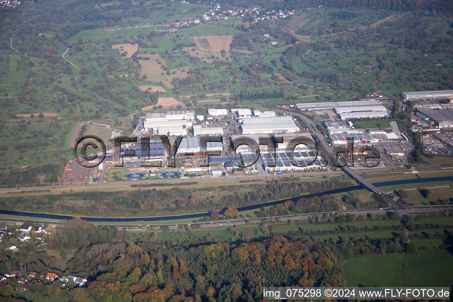 Oblique view of Kuppenheim in the state Baden-Wuerttemberg, Germany