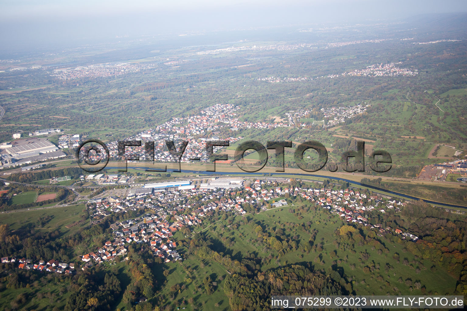 Kuppenheim in the state Baden-Wuerttemberg, Germany from above
