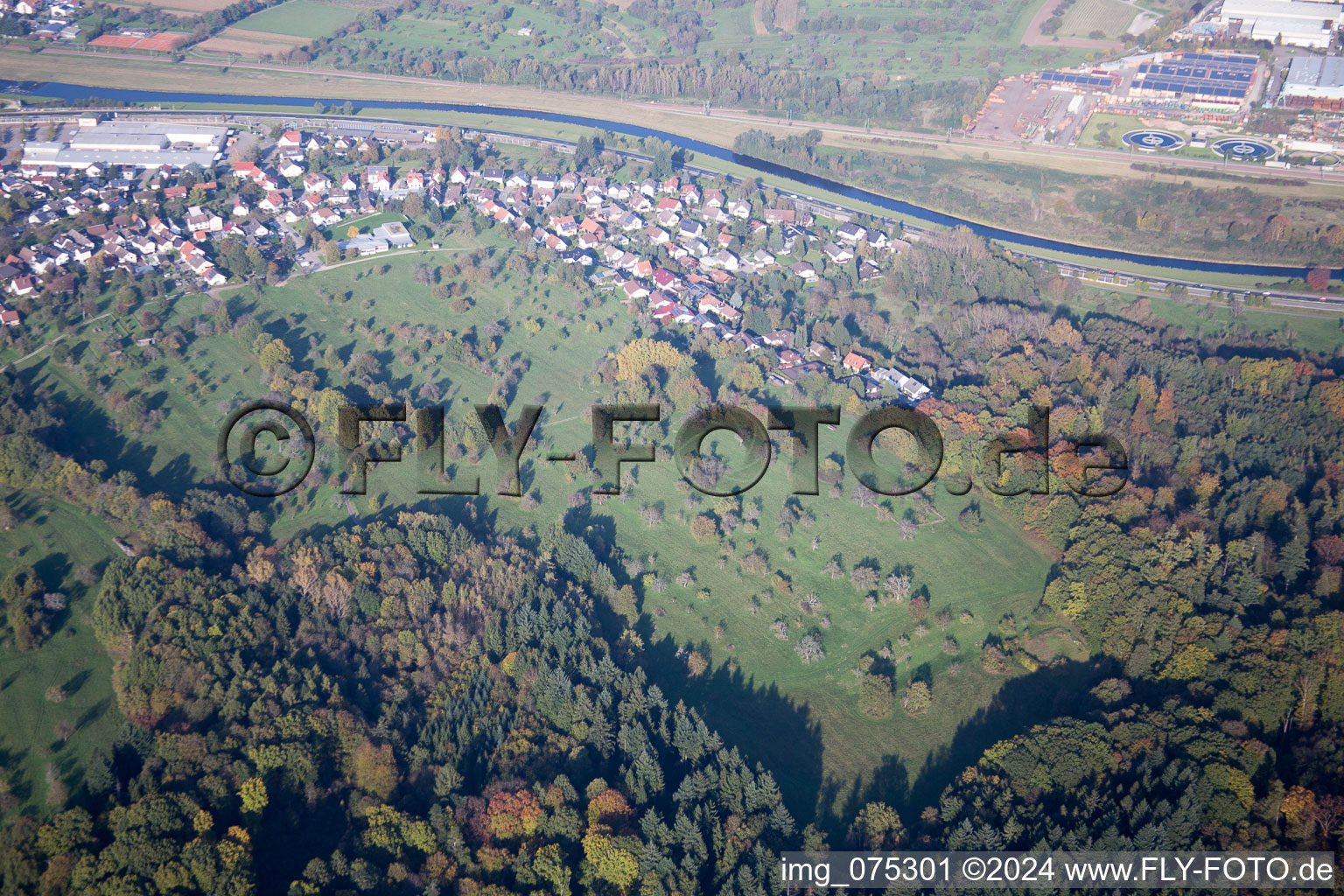 Kuppenheim in the state Baden-Wuerttemberg, Germany seen from above