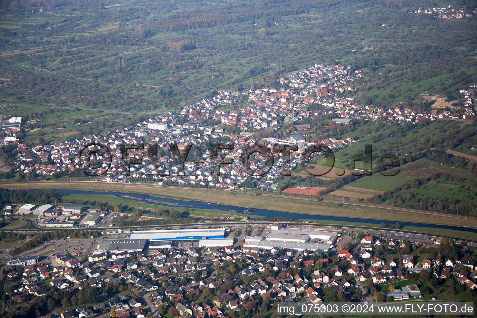 Bird's eye view of Kuppenheim in the state Baden-Wuerttemberg, Germany