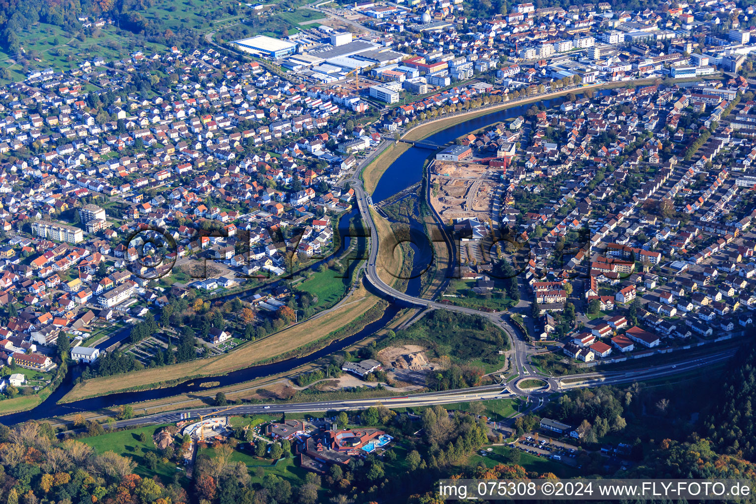 Aerial photograpy of Gaggenau in the state Baden-Wuerttemberg, Germany