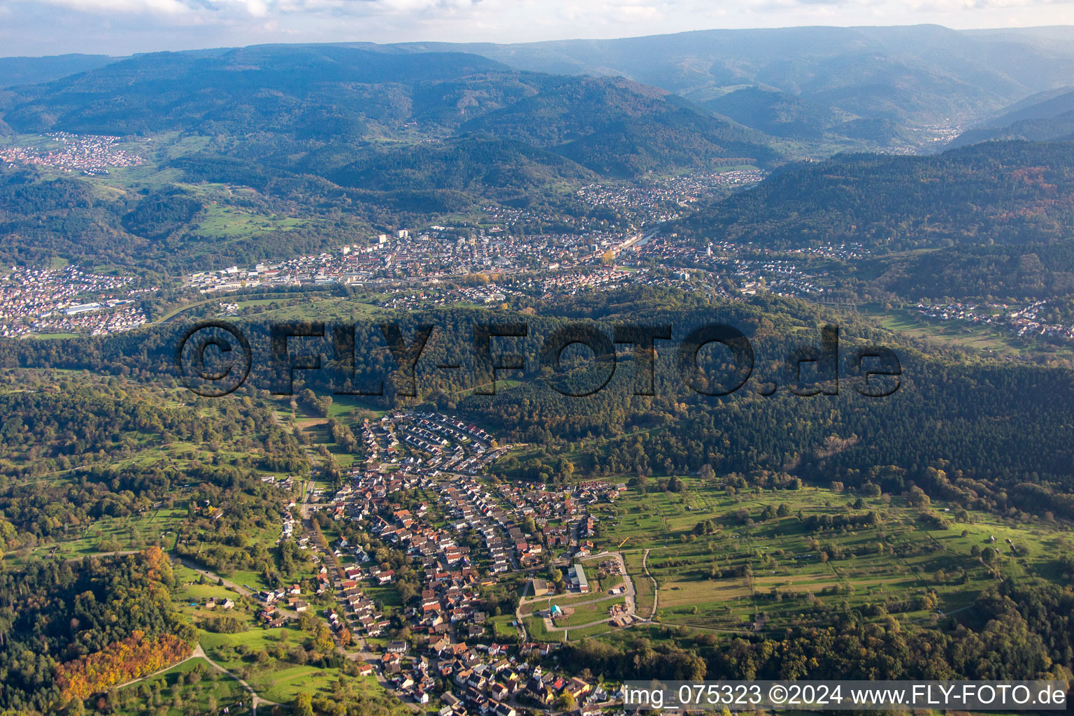 From northeast in the district Selbach in Gaggenau in the state Baden-Wuerttemberg, Germany