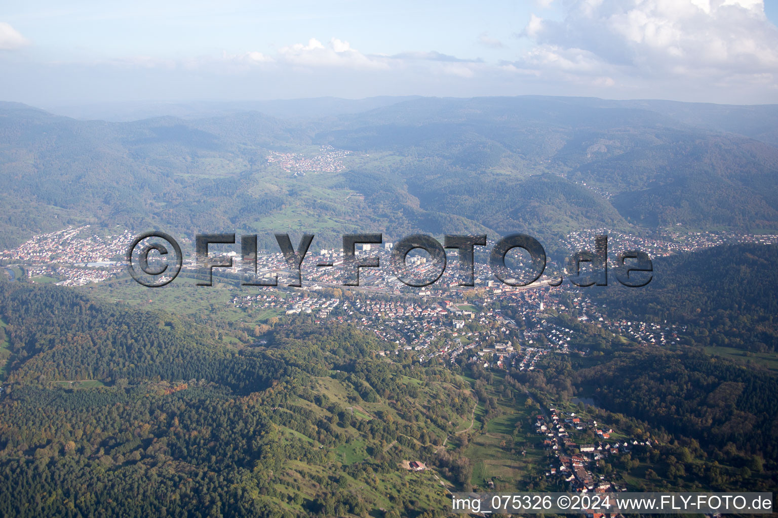 Town View of the streets and houses of the residential areas in Gernsbach in the state Baden-Wurttemberg, Germany