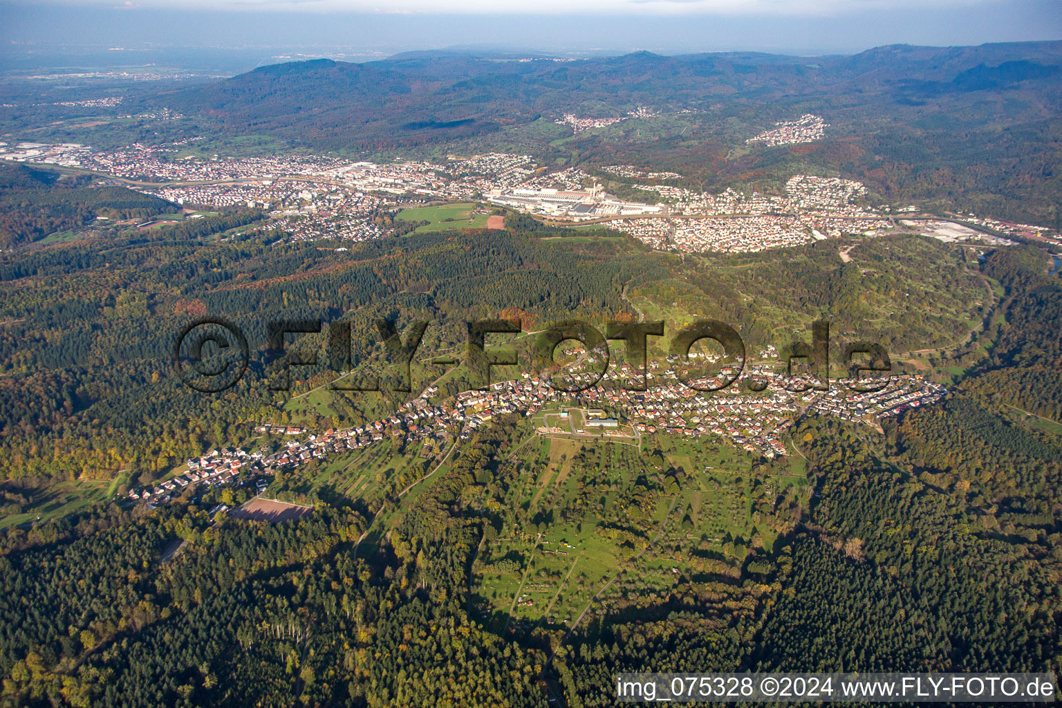 From the southwest in the district Selbach in Gaggenau in the state Baden-Wuerttemberg, Germany