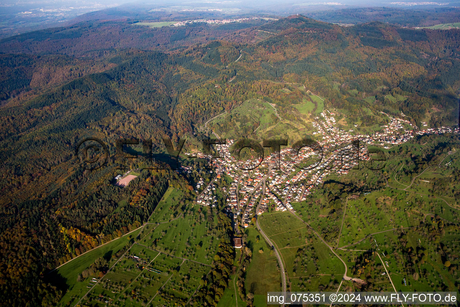 Aerial view of From the southwest in the district Michelbach in Gaggenau in the state Baden-Wuerttemberg, Germany