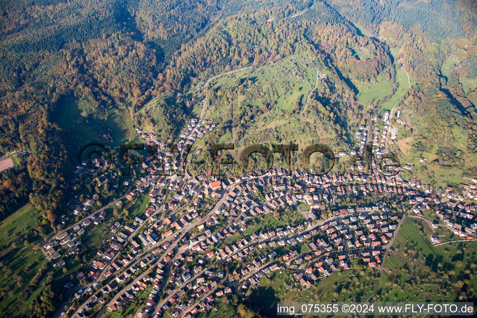 Aerial view of District Michelbach in Gaggenau in the state Baden-Wuerttemberg, Germany