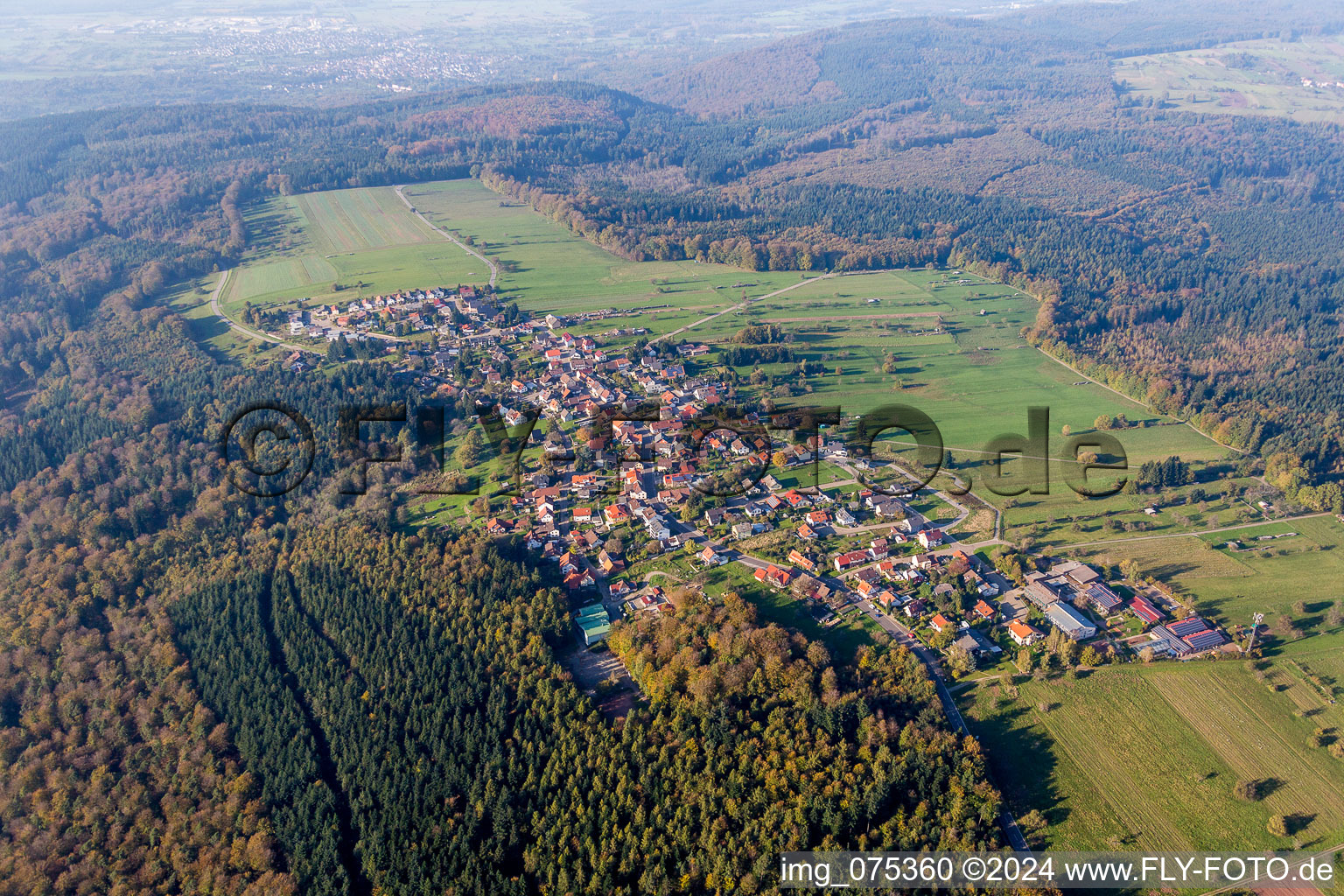 Village - view on the edge of agricultural fields and farmland in the district Freiolsheim in Gaggenau in the state Baden-Wurttemberg, Germany
