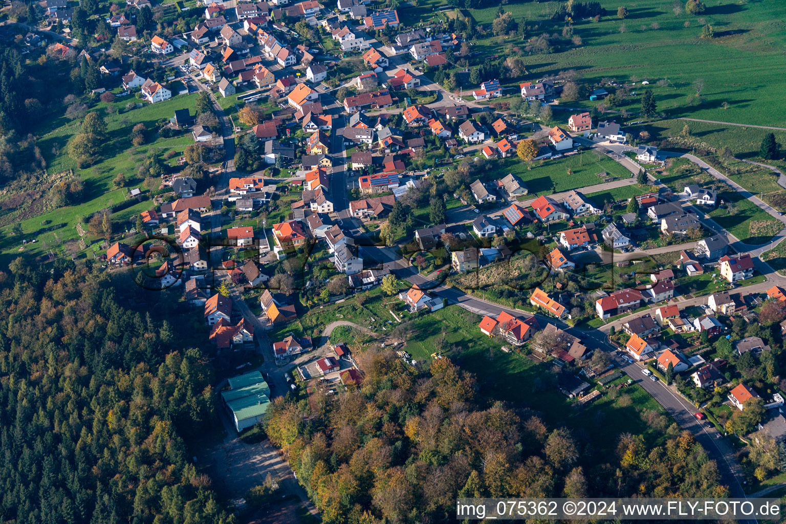 Aerial photograpy of Moosbronn in the state Baden-Wuerttemberg, Germany