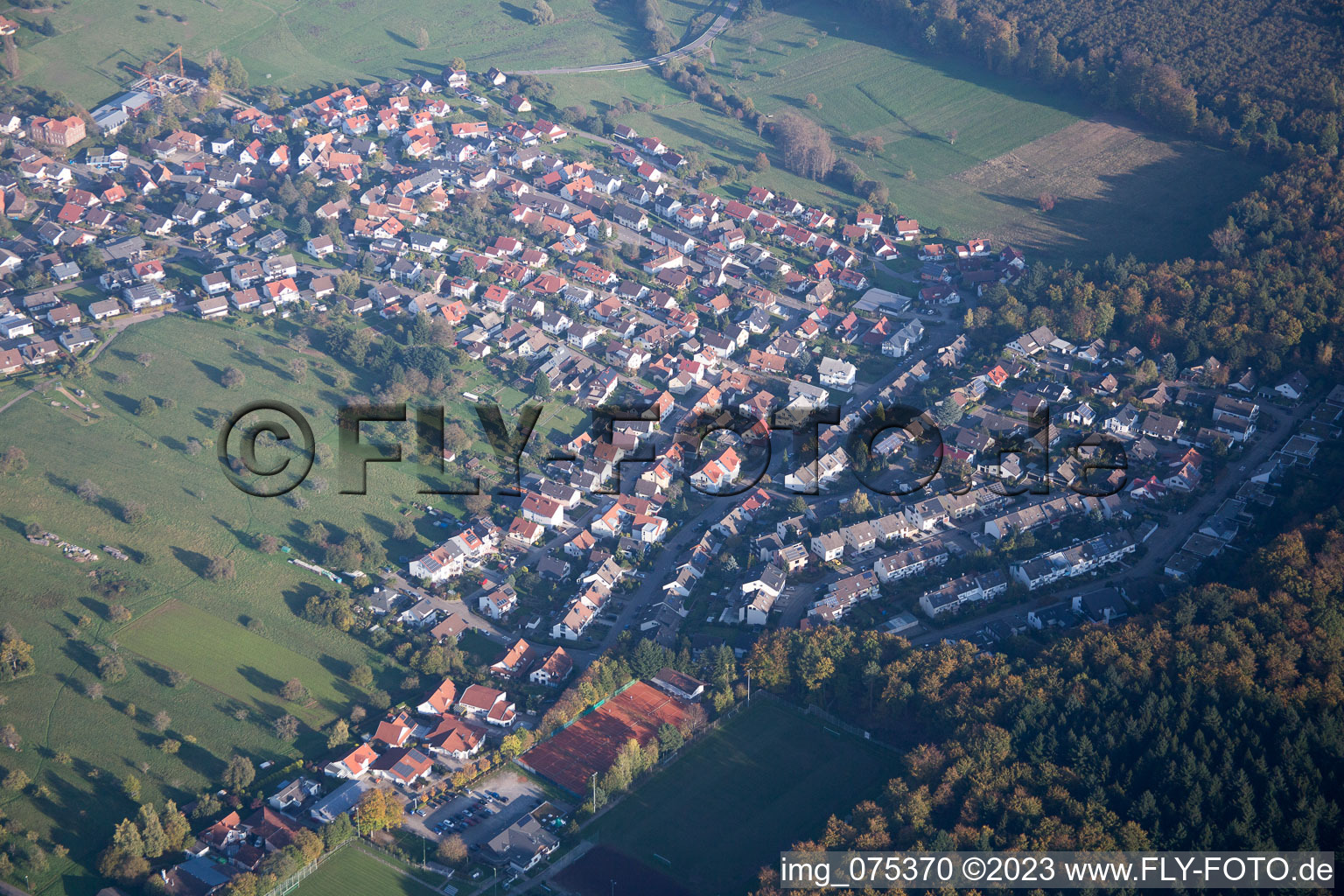 Aerial photograpy of District Schöllbronn in Ettlingen in the state Baden-Wuerttemberg, Germany