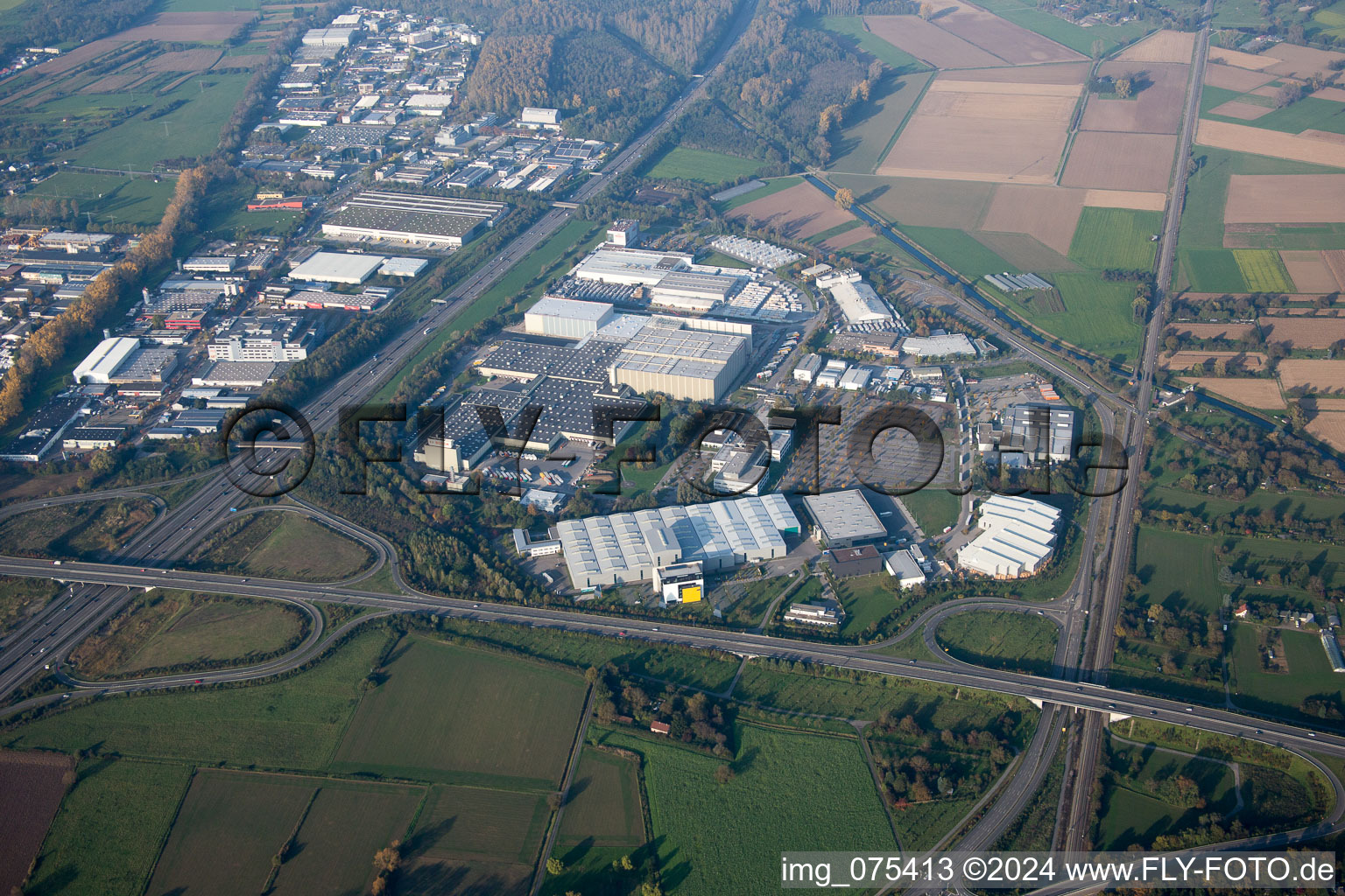 District Durlach in Karlsruhe in the state Baden-Wuerttemberg, Germany seen from above