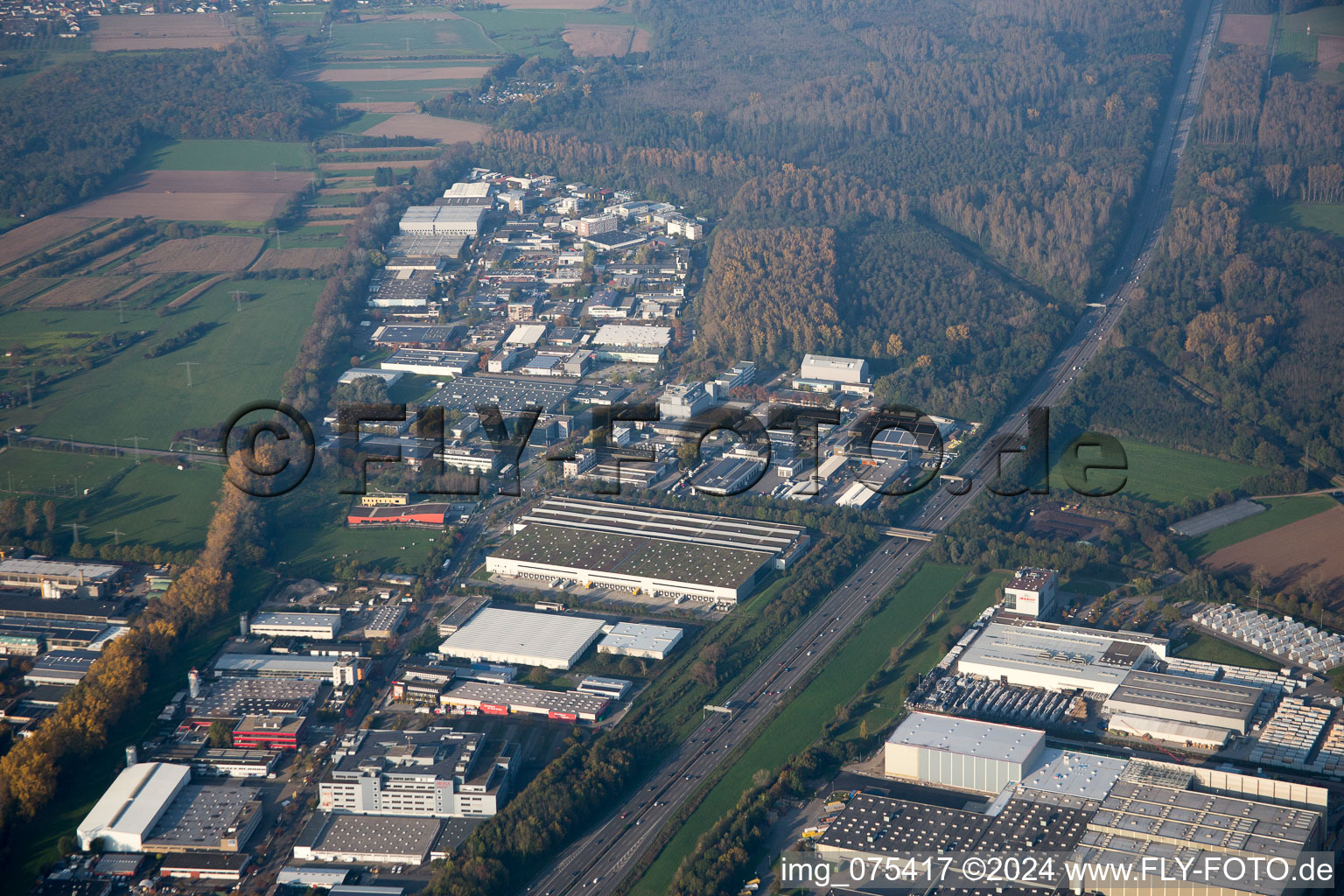 Oblique view of District Grötzingen in Karlsruhe in the state Baden-Wuerttemberg, Germany