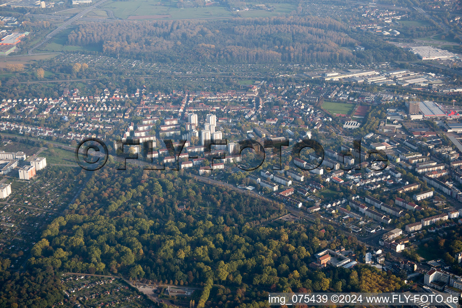 District Rintheim in Karlsruhe in the state Baden-Wuerttemberg, Germany out of the air