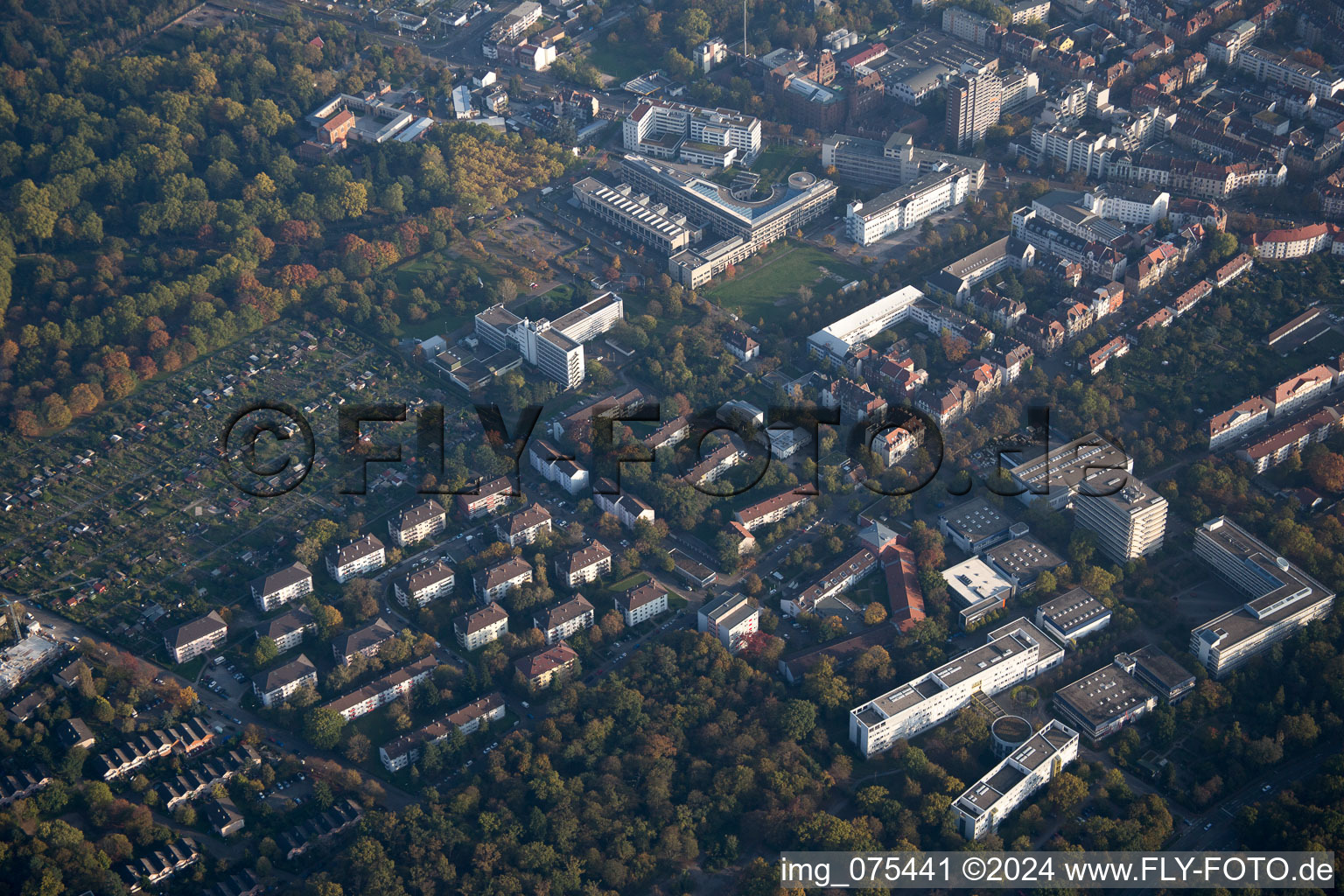 District Oststadt in Karlsruhe in the state Baden-Wuerttemberg, Germany out of the air