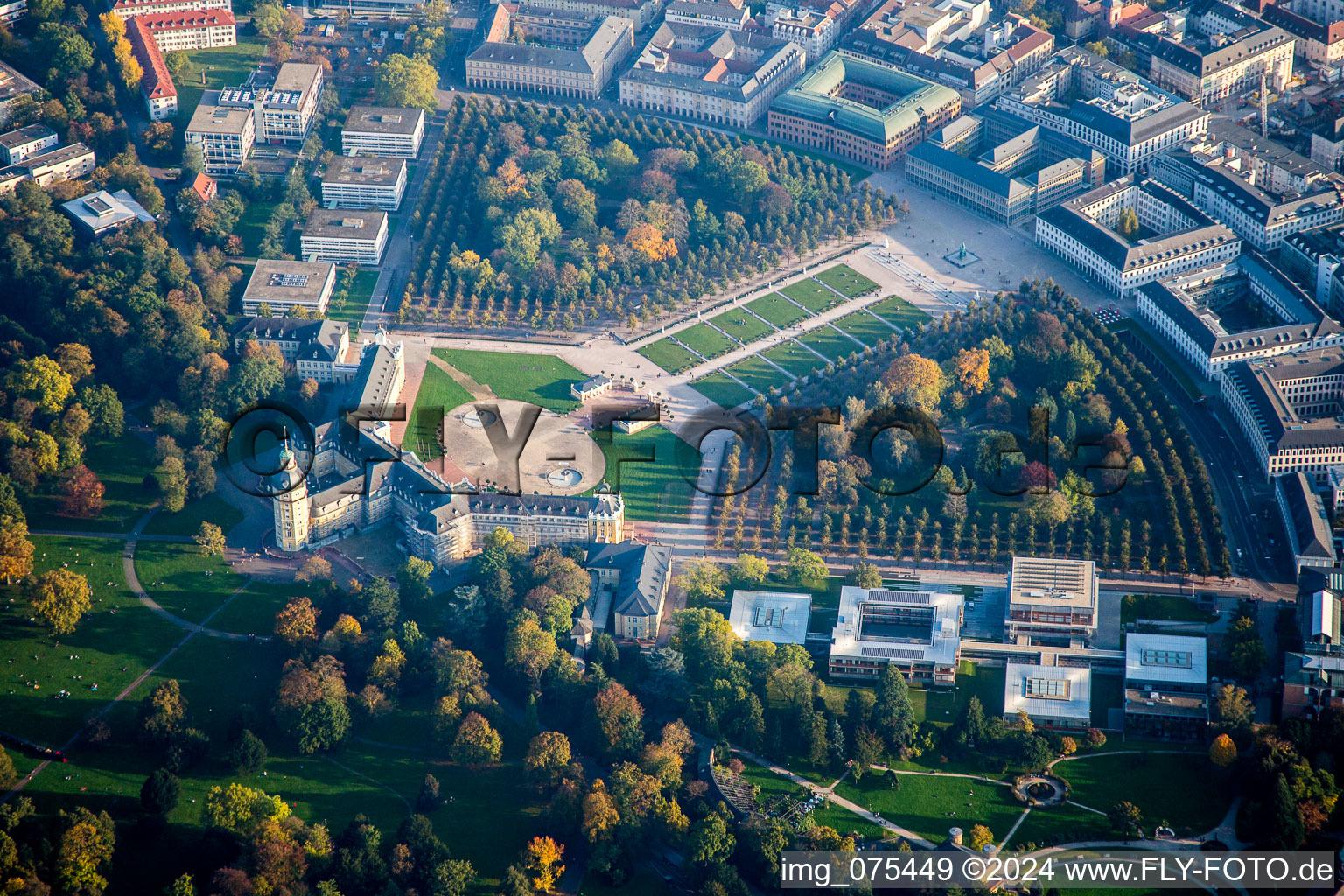 Grounds and park at the castle of Karlsruhe in Baden-Wuerttemberg