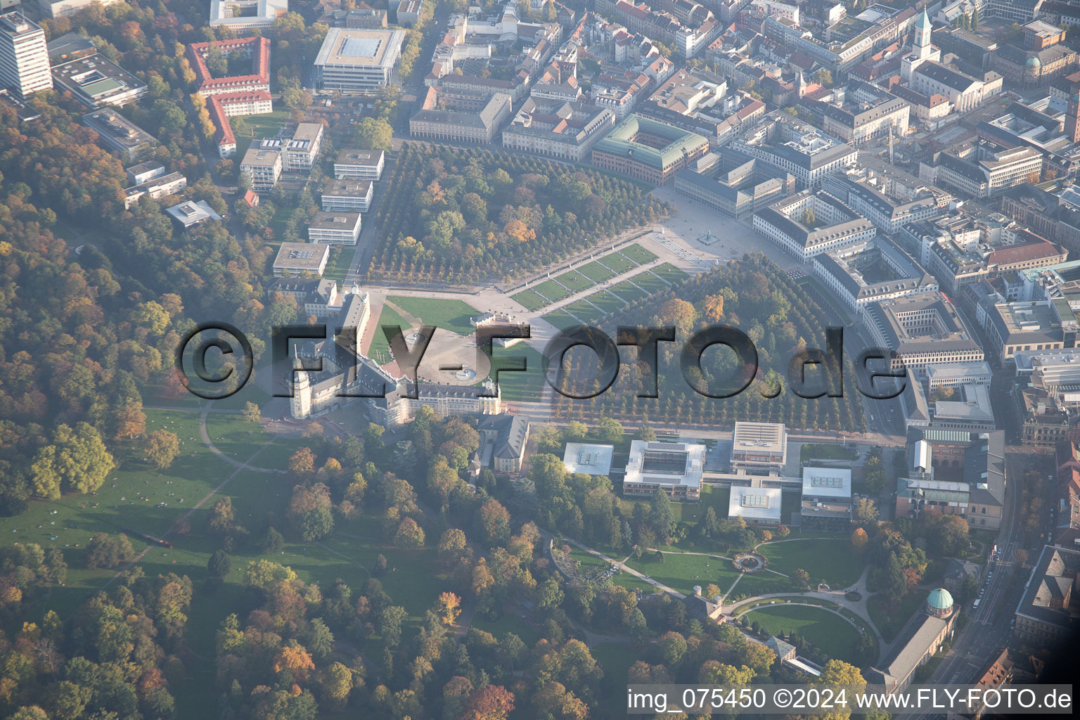 Aerial photograpy of District Innenstadt-West in Karlsruhe in the state Baden-Wuerttemberg, Germany