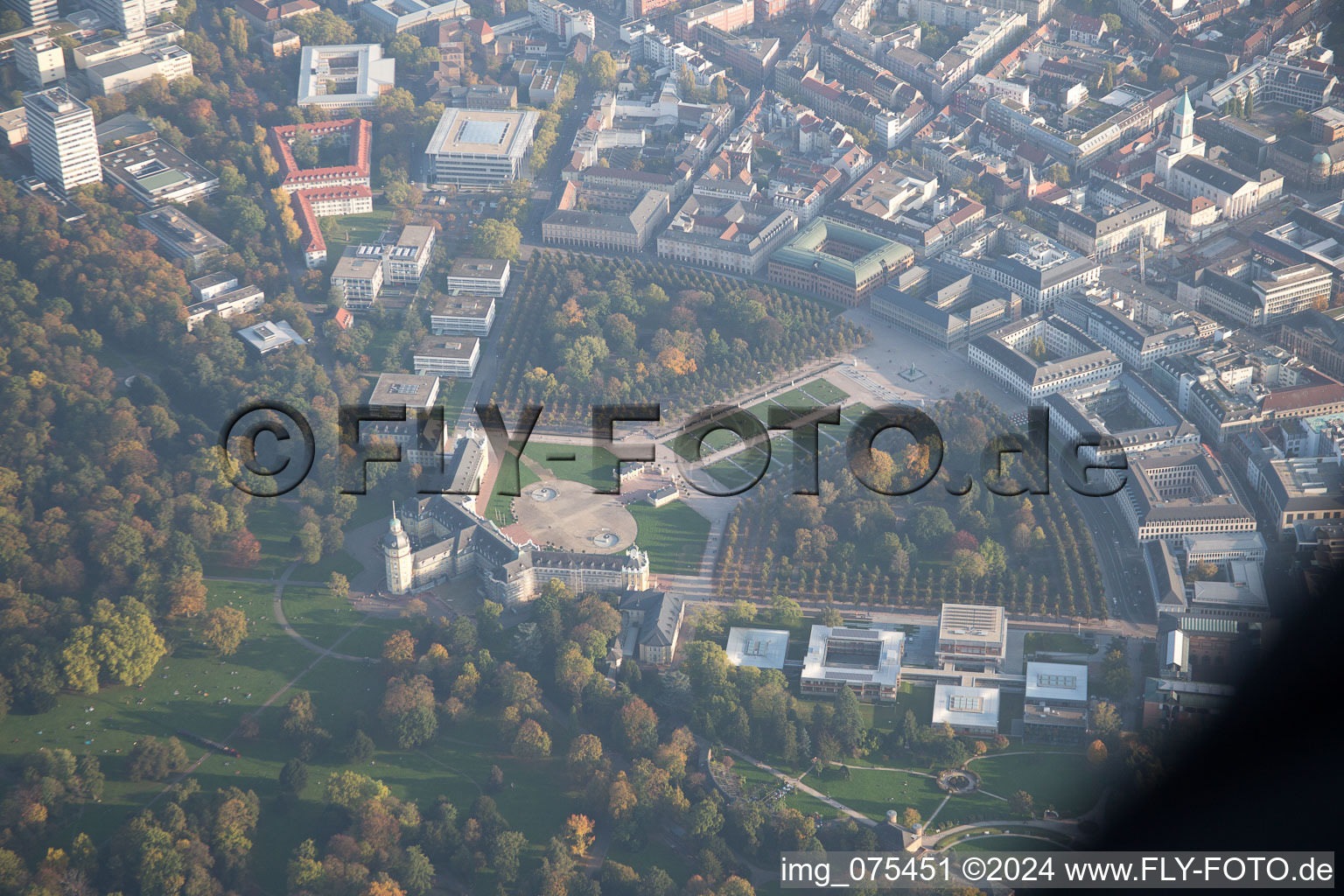 Oblique view of District Innenstadt-West in Karlsruhe in the state Baden-Wuerttemberg, Germany