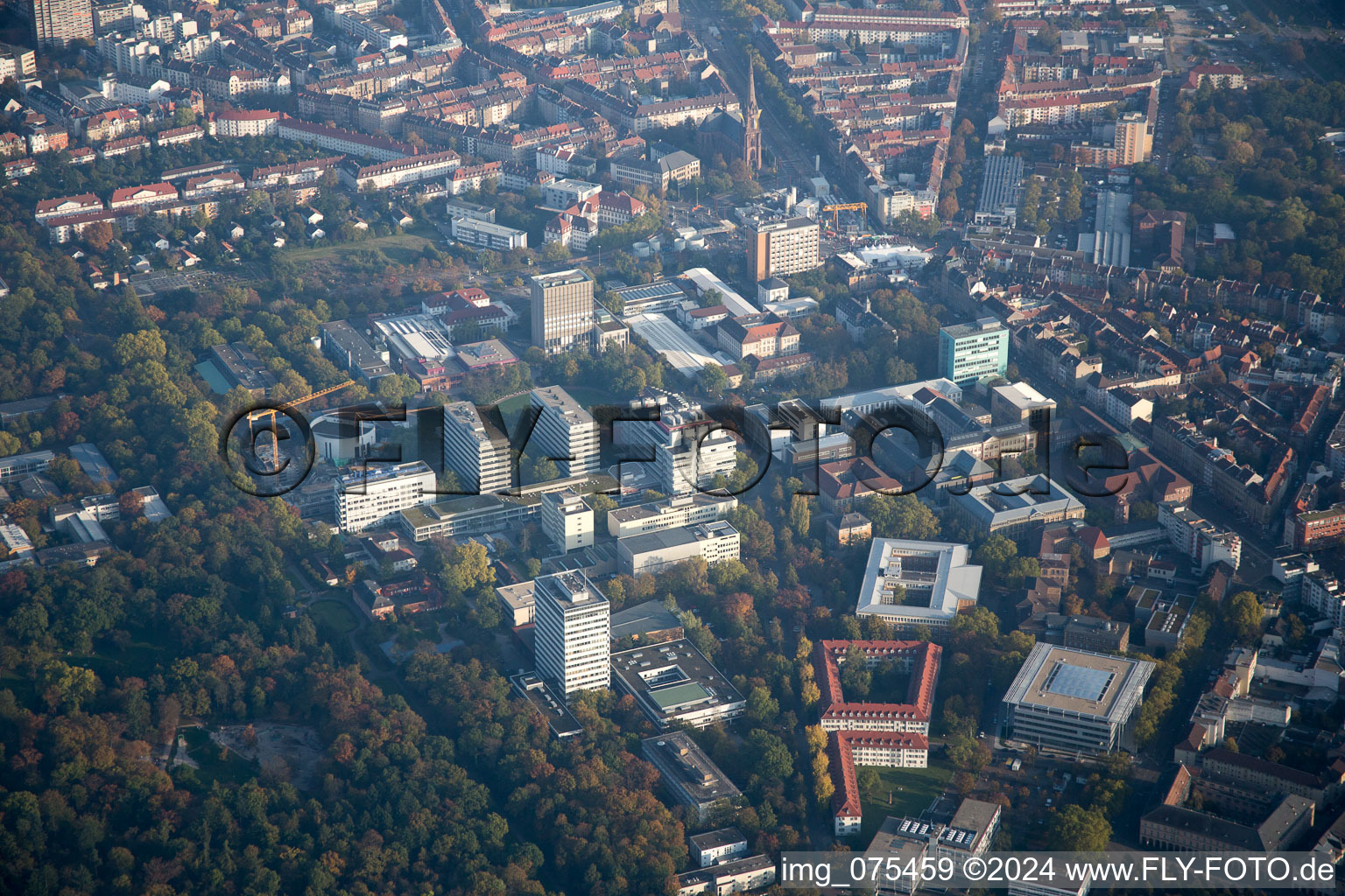 Aerial view of KIT Engesserstr in the district Innenstadt-Ost in Karlsruhe in the state Baden-Wuerttemberg, Germany