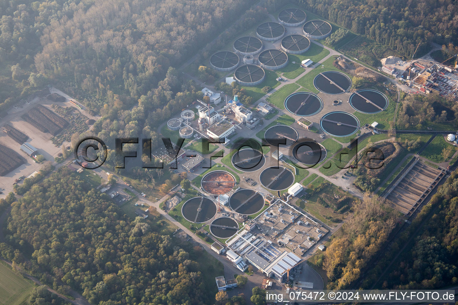 District Neureut in Karlsruhe in the state Baden-Wuerttemberg, Germany from above