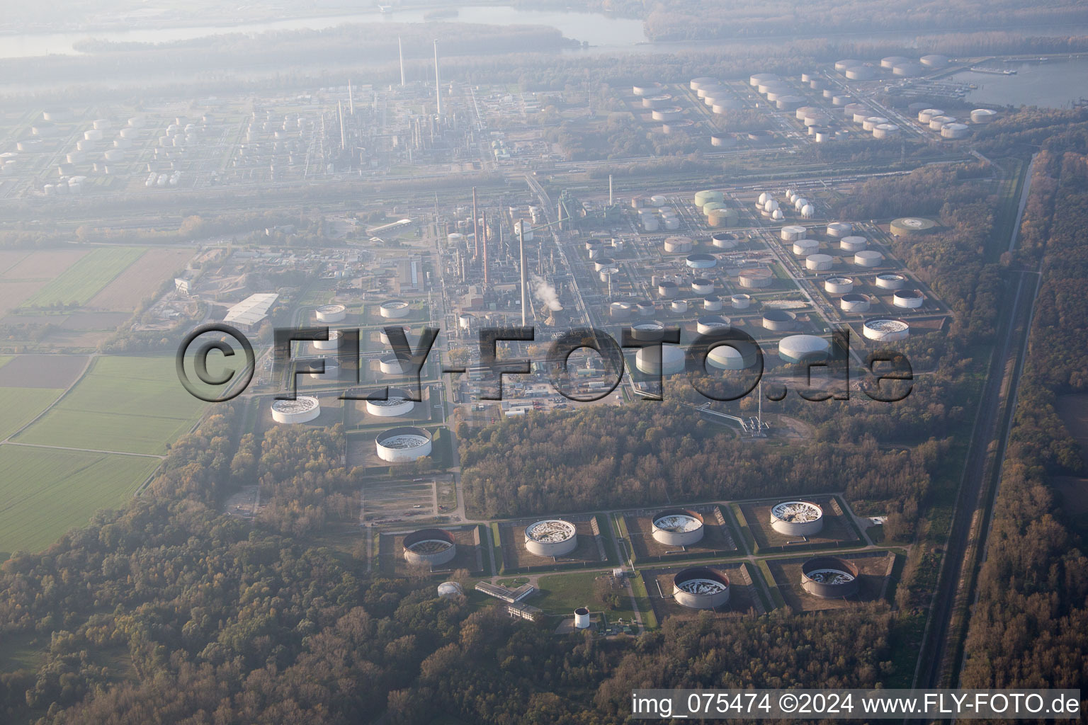 District Neureut in Karlsruhe in the state Baden-Wuerttemberg, Germany seen from above