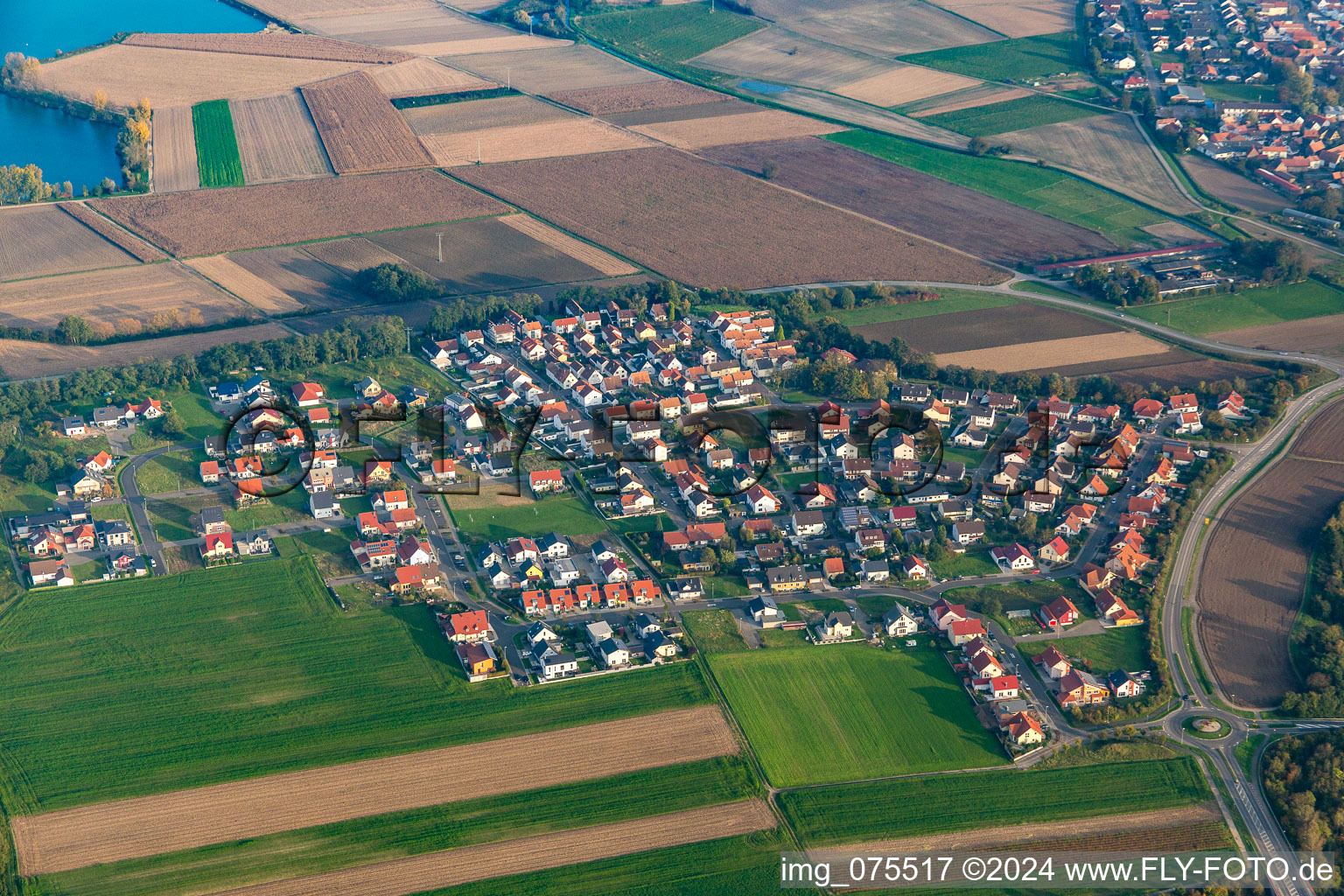 Bird's eye view of District Hardtwald in Neupotz in the state Rhineland-Palatinate, Germany