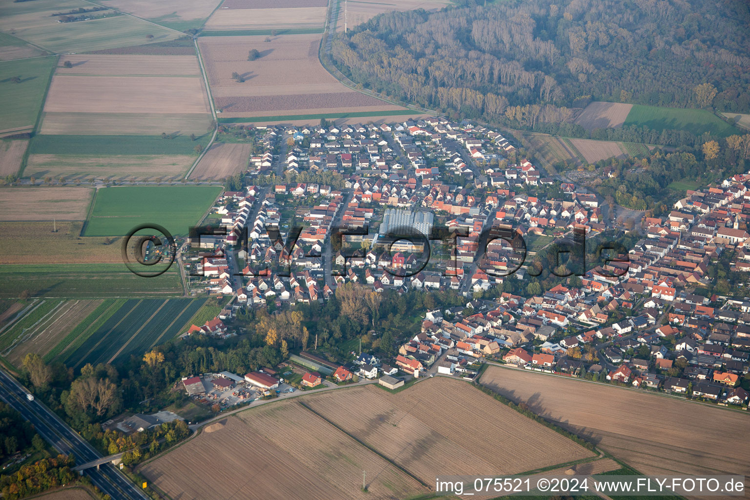 Kuhardt in the state Rhineland-Palatinate, Germany from the plane