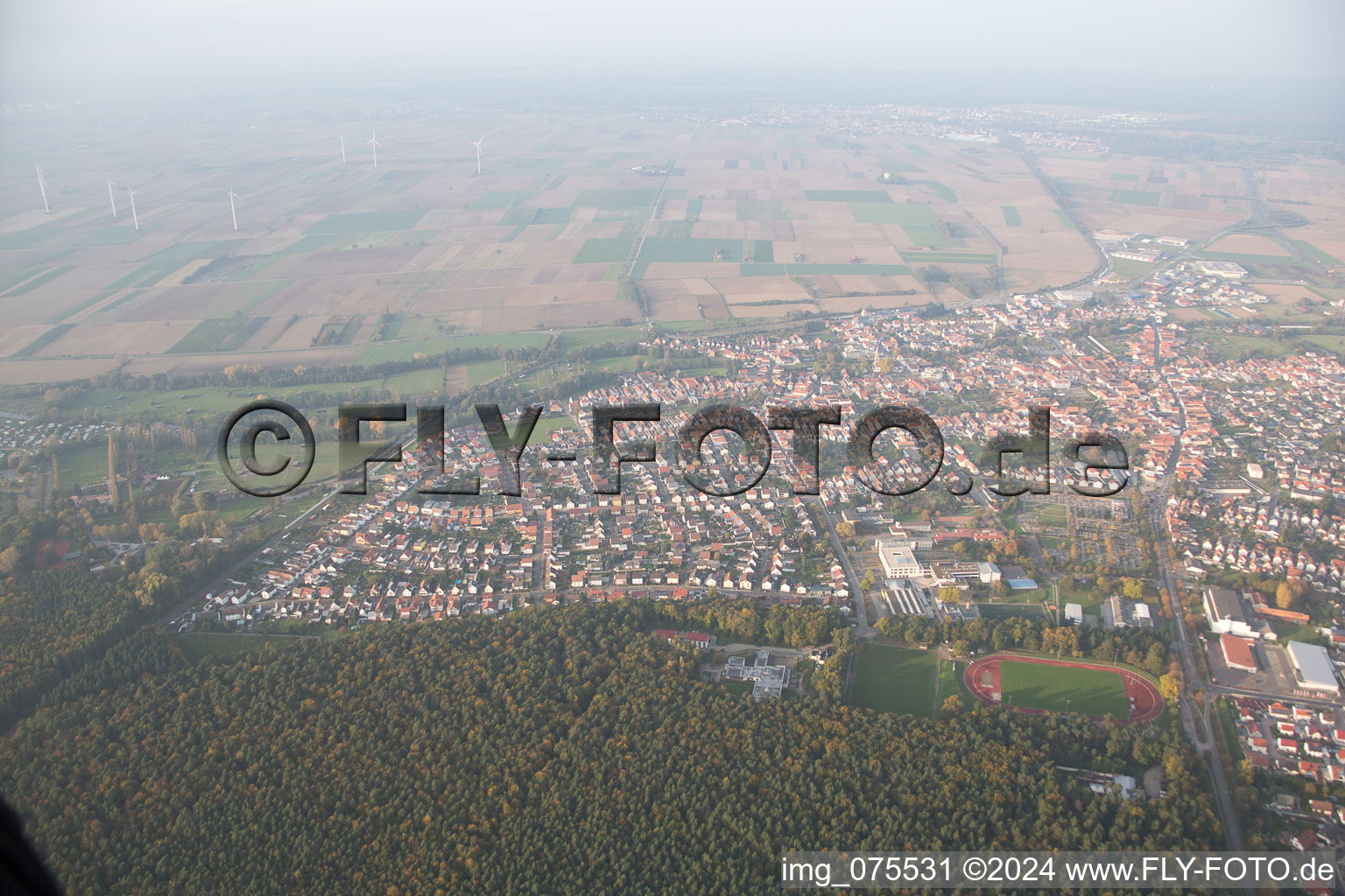 Rülzheim in the state Rhineland-Palatinate, Germany from the drone perspective