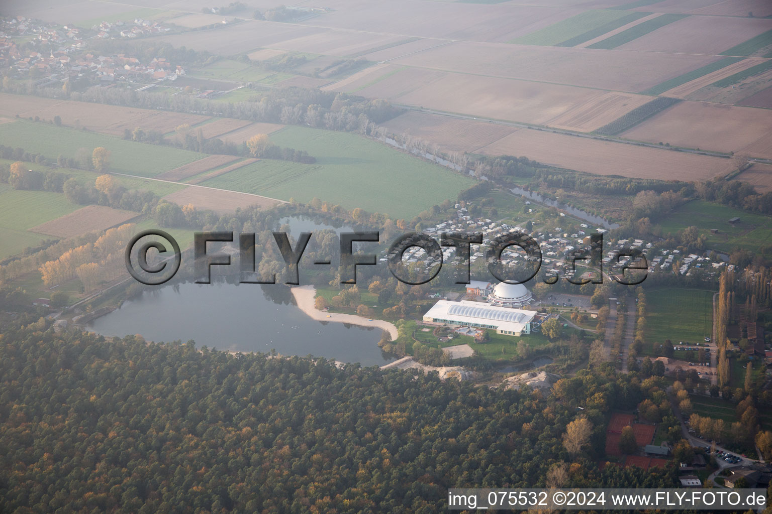 Rülzheim in the state Rhineland-Palatinate, Germany from a drone