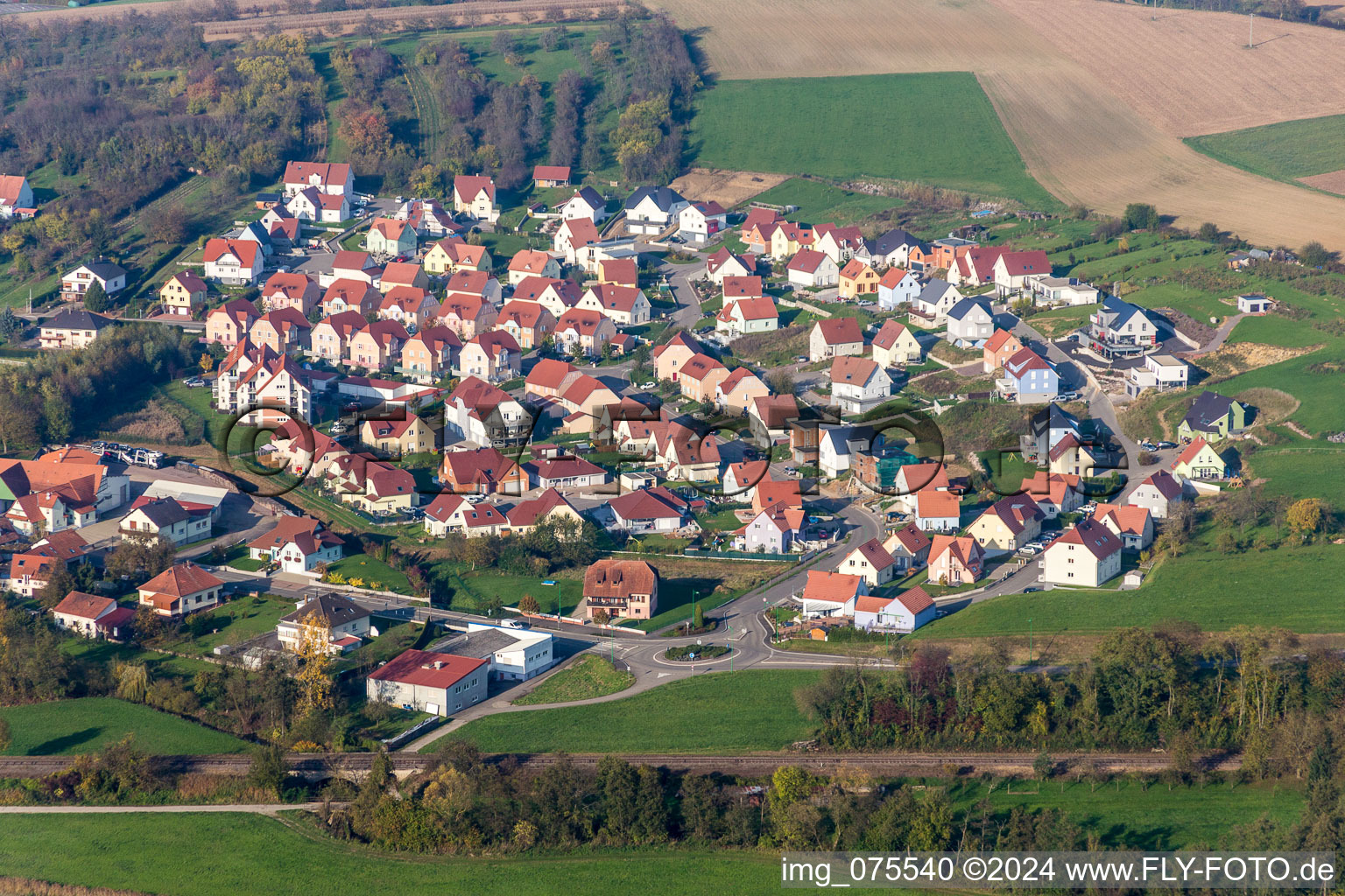 Town View of the streets and houses of the residential areas in Soultz-sous-Forets in Grand Est, France