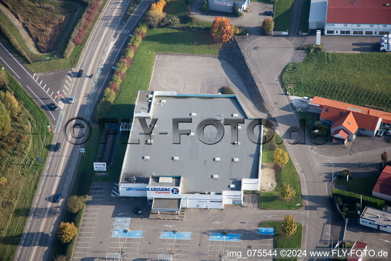 Aerial view of Hohwiller in the state Bas-Rhin, France