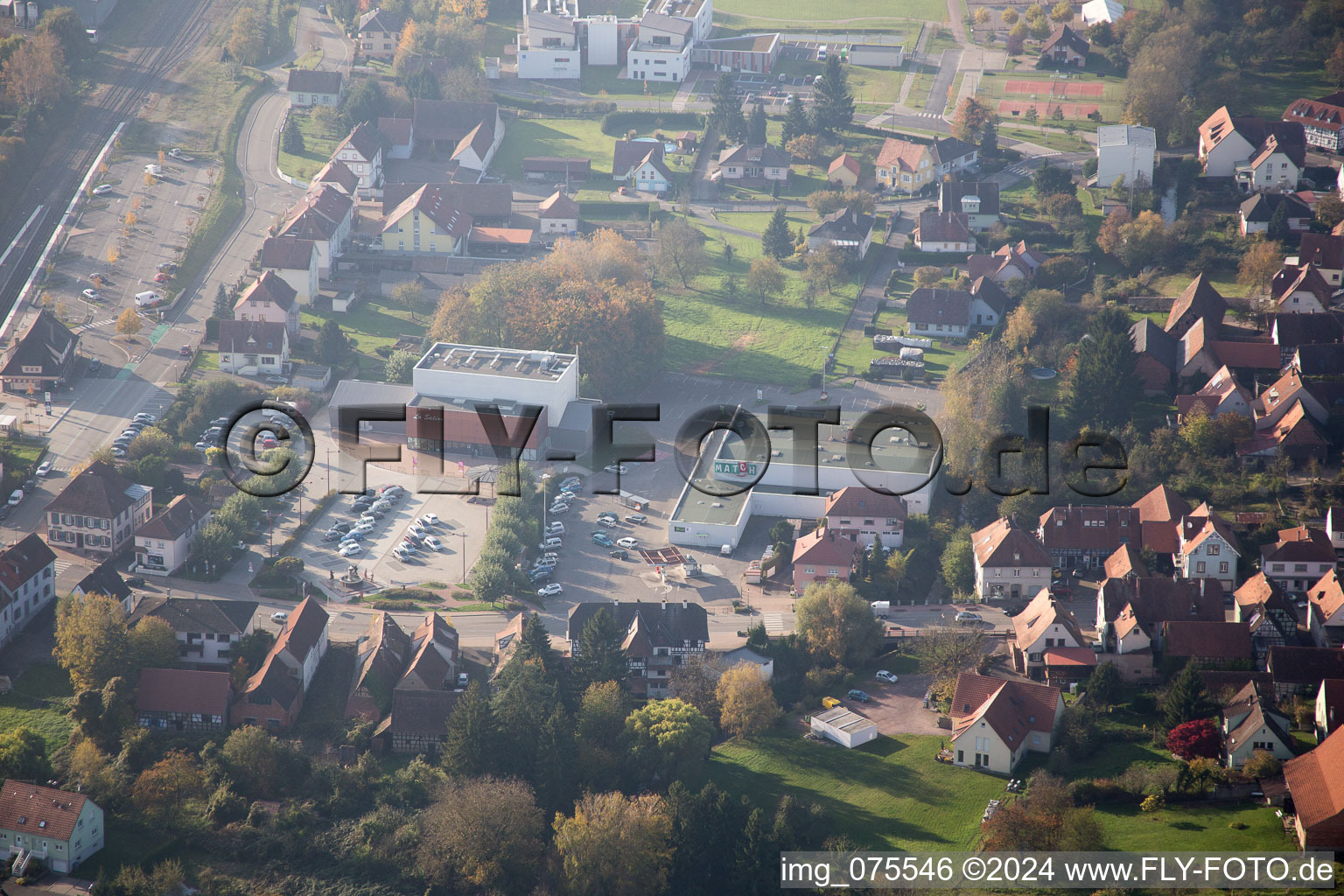 Soultz-sous-Forêts in the state Bas-Rhin, France from the plane