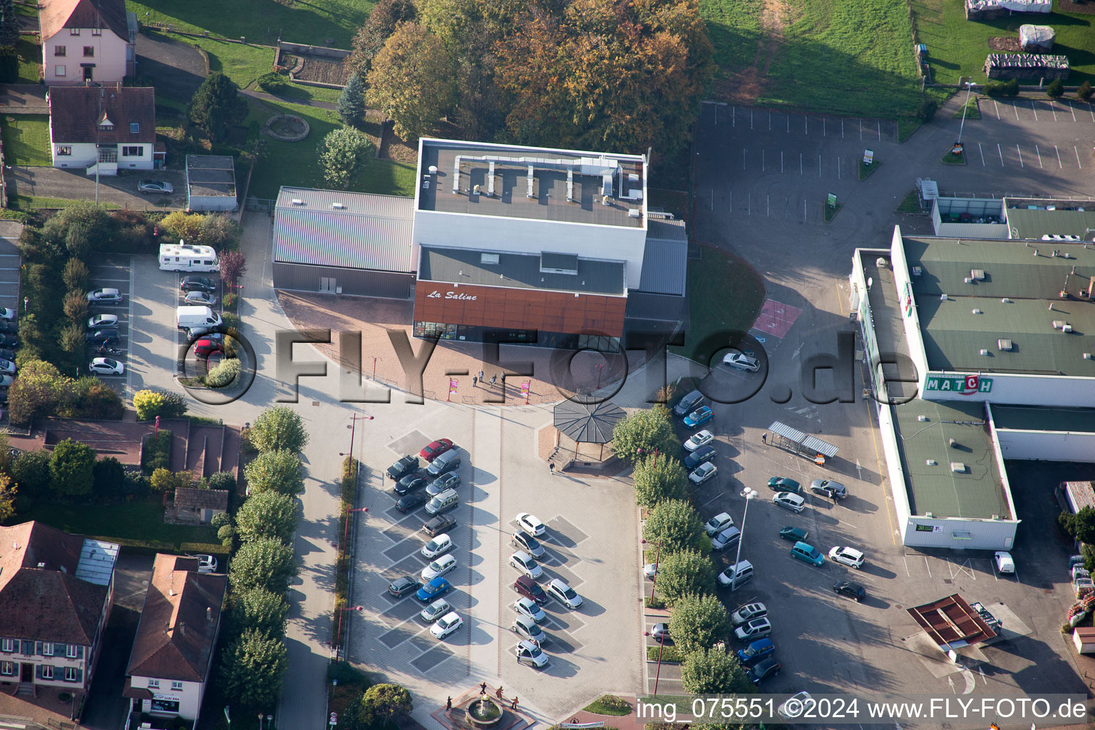 Soultz-sous-Forêts in the state Bas-Rhin, France from the drone perspective