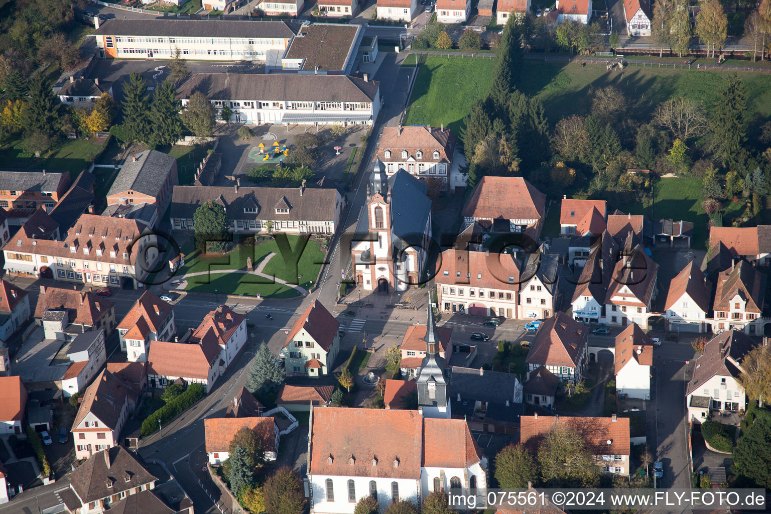 Soultz-sous-Forêts in the state Bas-Rhin, France from above