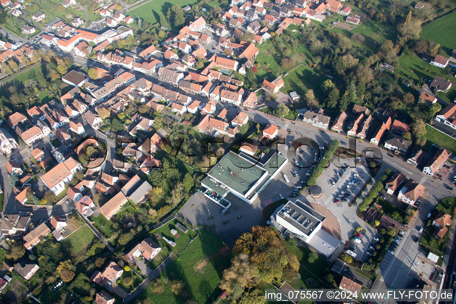 Soultz-sous-Forêts in the state Bas-Rhin, France from the plane