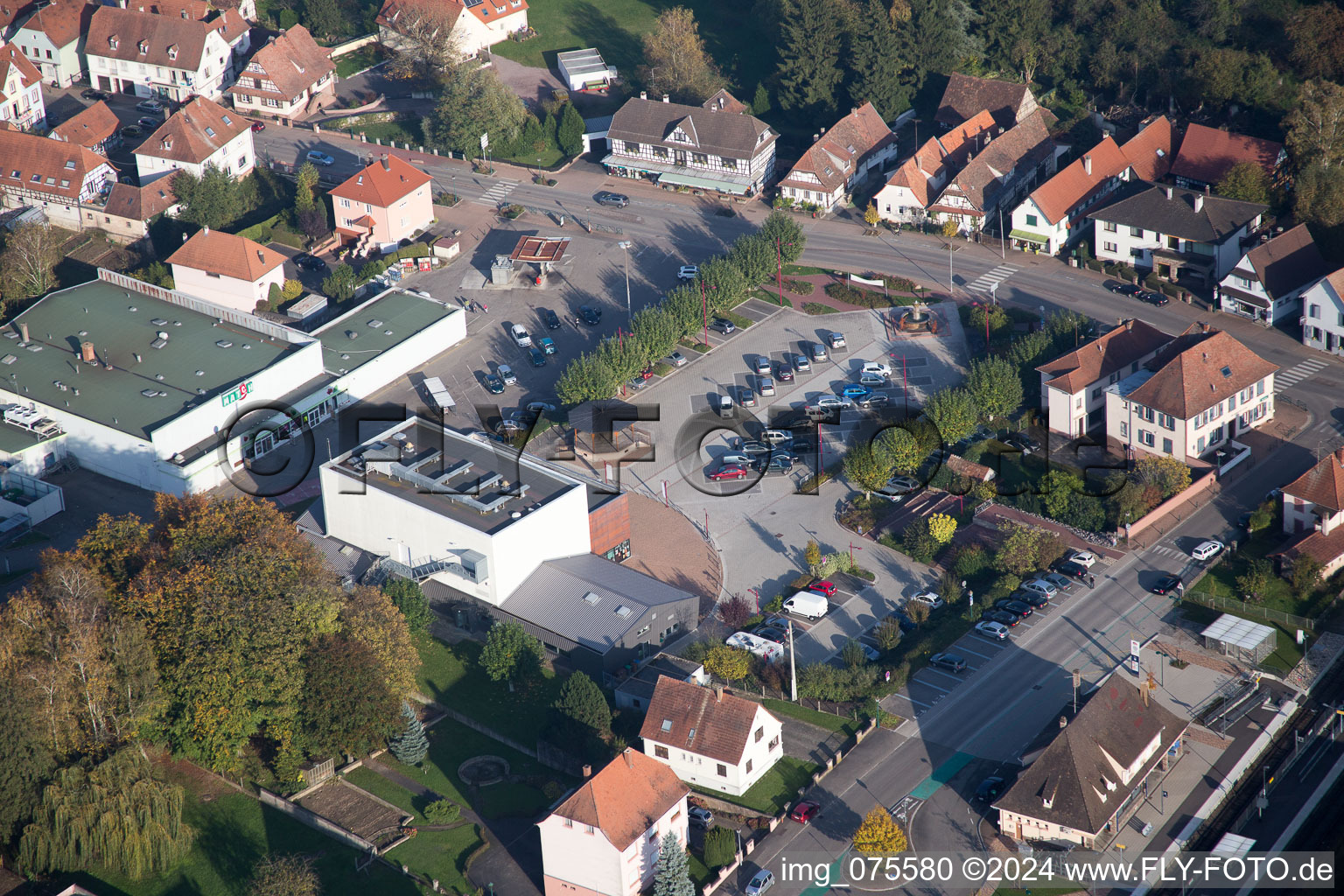 Soultz-sous-Forêts in the state Bas-Rhin, France from above