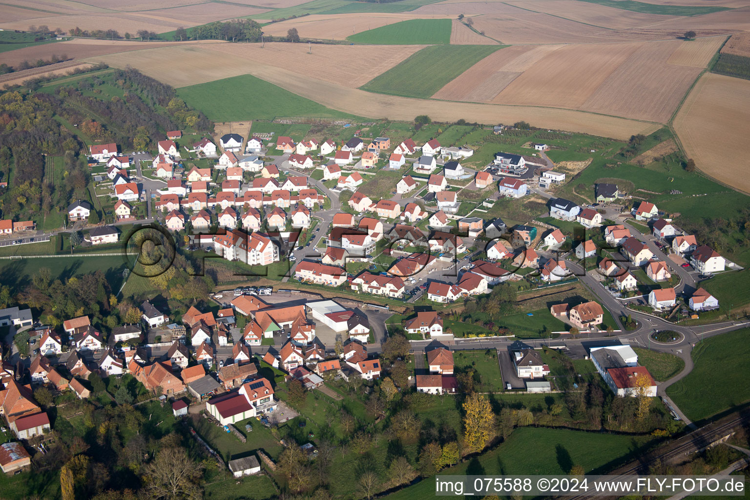 Drone image of Soultz-sous-Forêts in the state Bas-Rhin, France