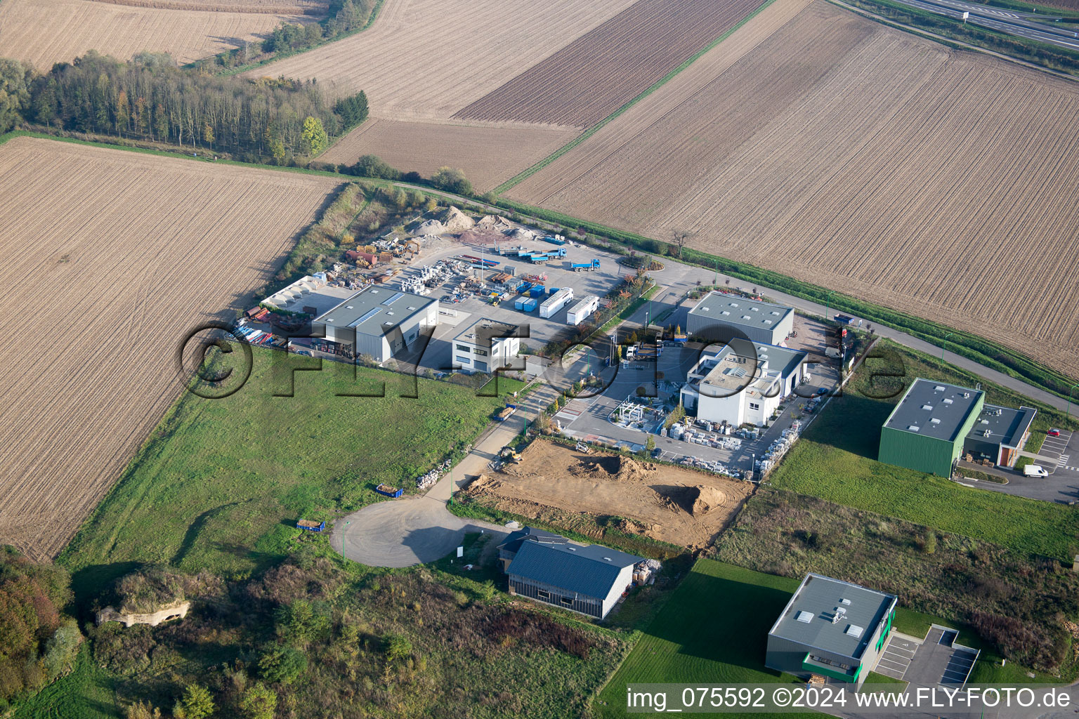 Aerial view of Soultz-sous-Forêts in the state Bas-Rhin, France