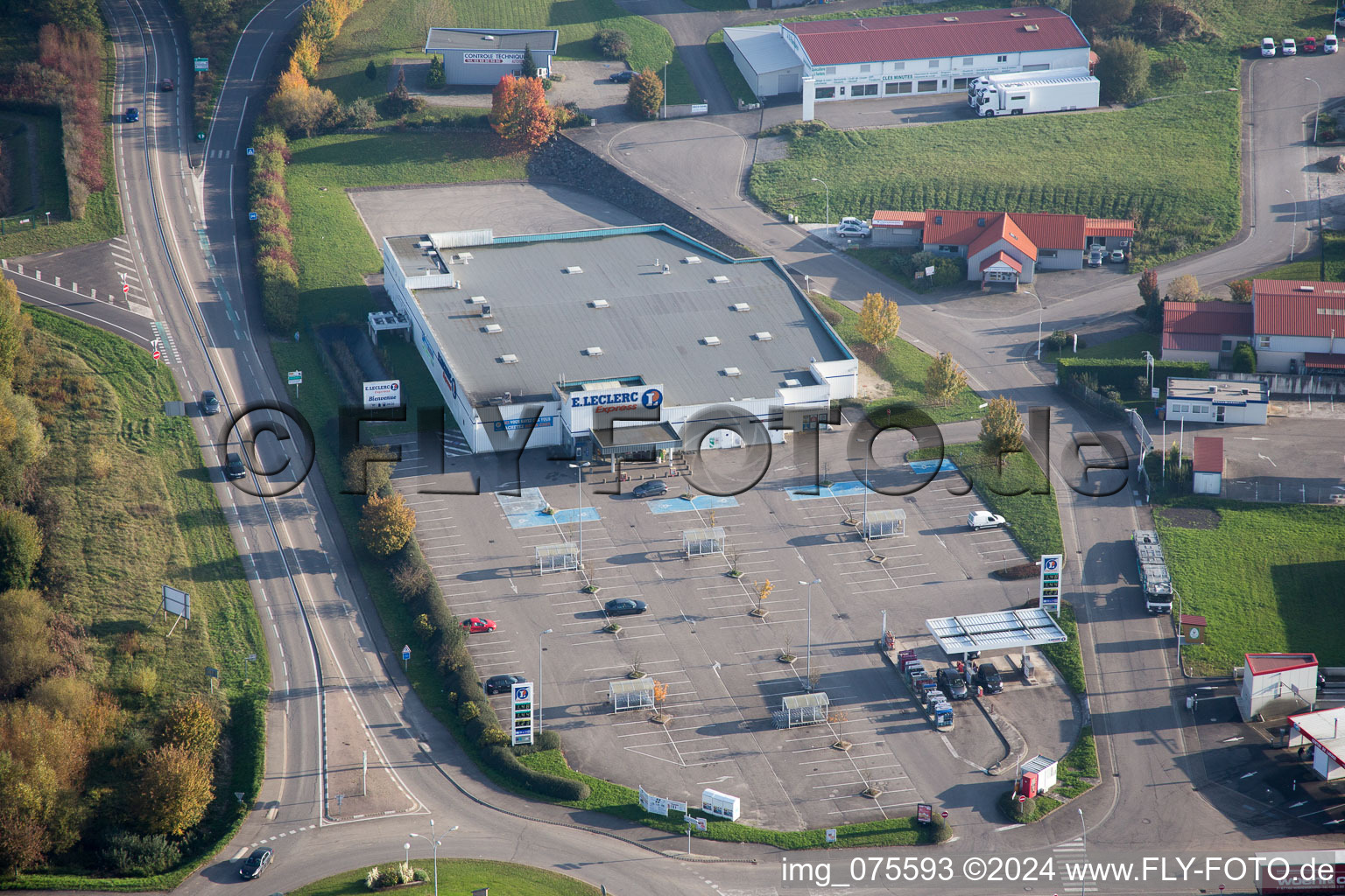 Aerial photograpy of Soultz-sous-Forêts in the state Bas-Rhin, France